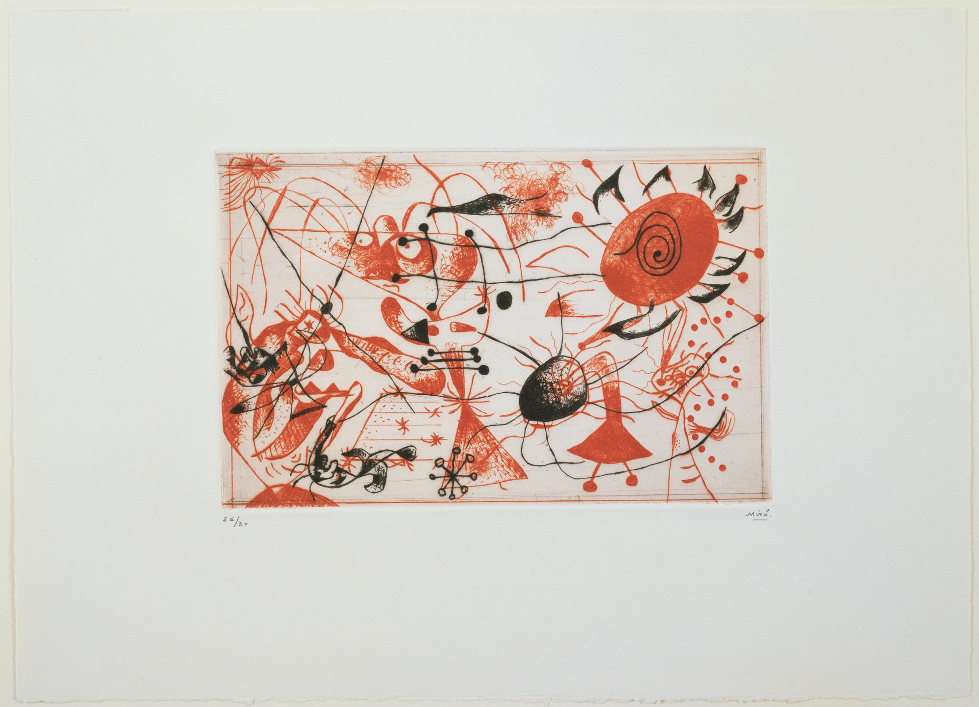 Joan Miró. Untitled from Black and Red Series (Série noire et rouge). 1938