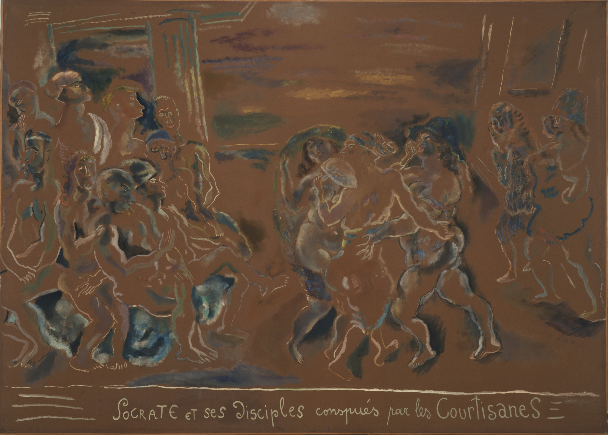 Jules Pascin. Socrates and His Disciples Mocked by Courtesans. (c. 1921)