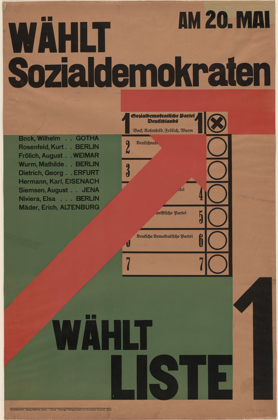 Walter Dexel. Am 20. Mai Wählt Sozialdemokraten, Wählt Liste 1