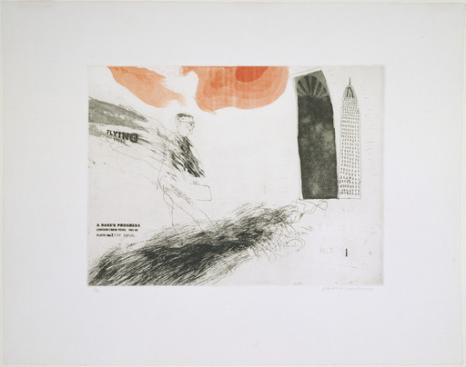 David Hockney. The Arrival (plate 1) from A Rake's Progress. 1961