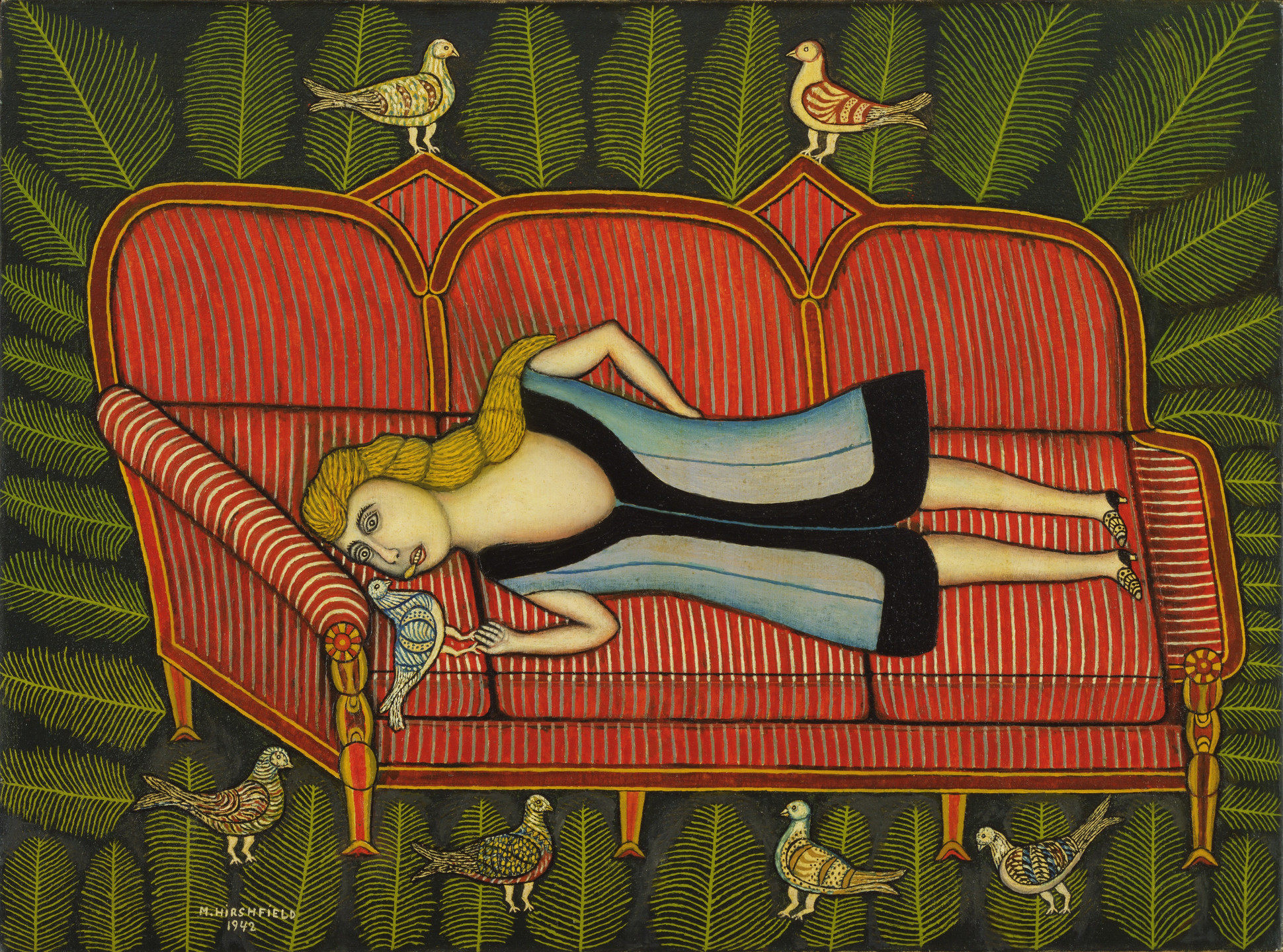 Morris Hirshfield. Girl with Pigeons. 1942