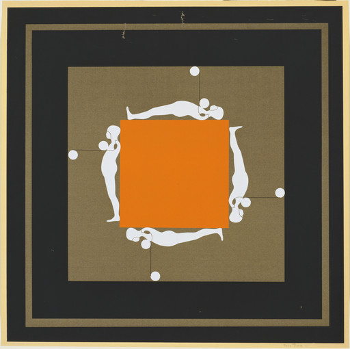 Four Figures on an Orange Square from Falling Man Series