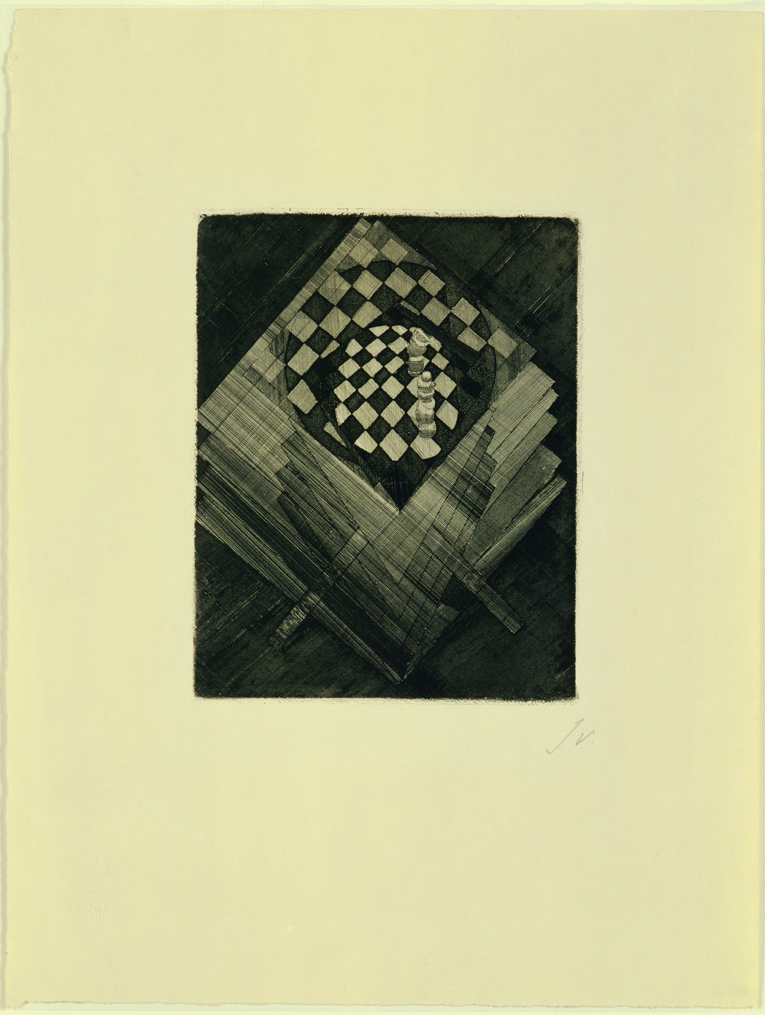 Jacques Villon. Chess Board (Table d&#39;échecs) from Die Schaffenden. 1920