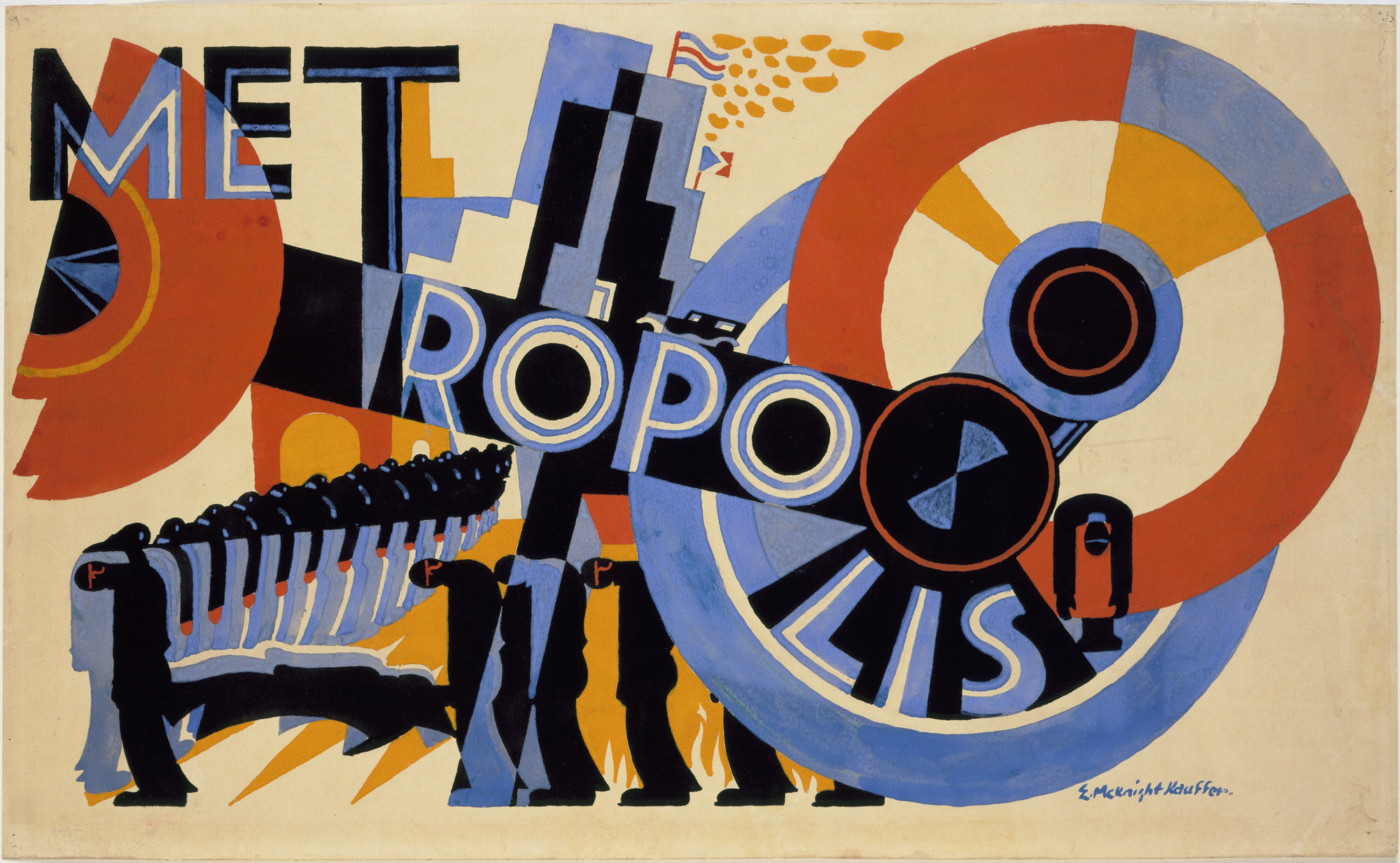 E. McKnight Kauffer. Poster design for the film Metropolis by Fritz Lang. 1926