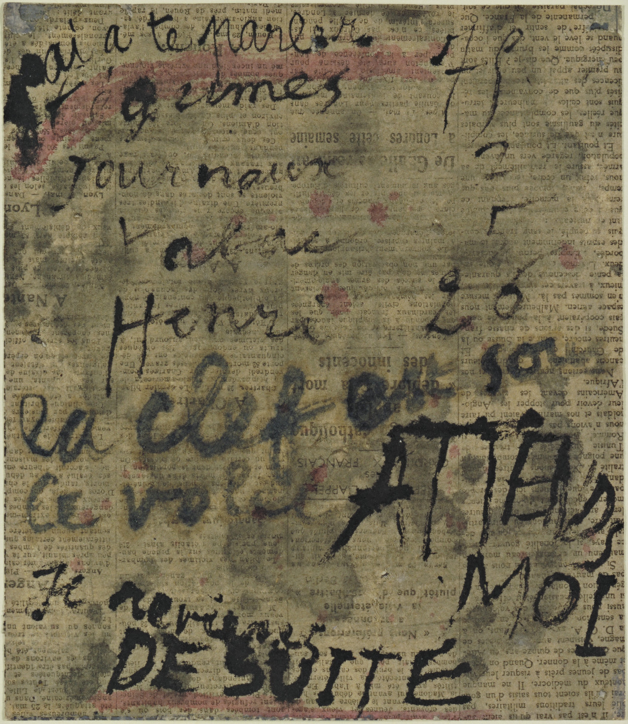 Jean Dubuffet. Message: &#34;The Key is Under the Shutter&#34; (Message: &#34;La Clef est sous le volet&#34;). (1944)