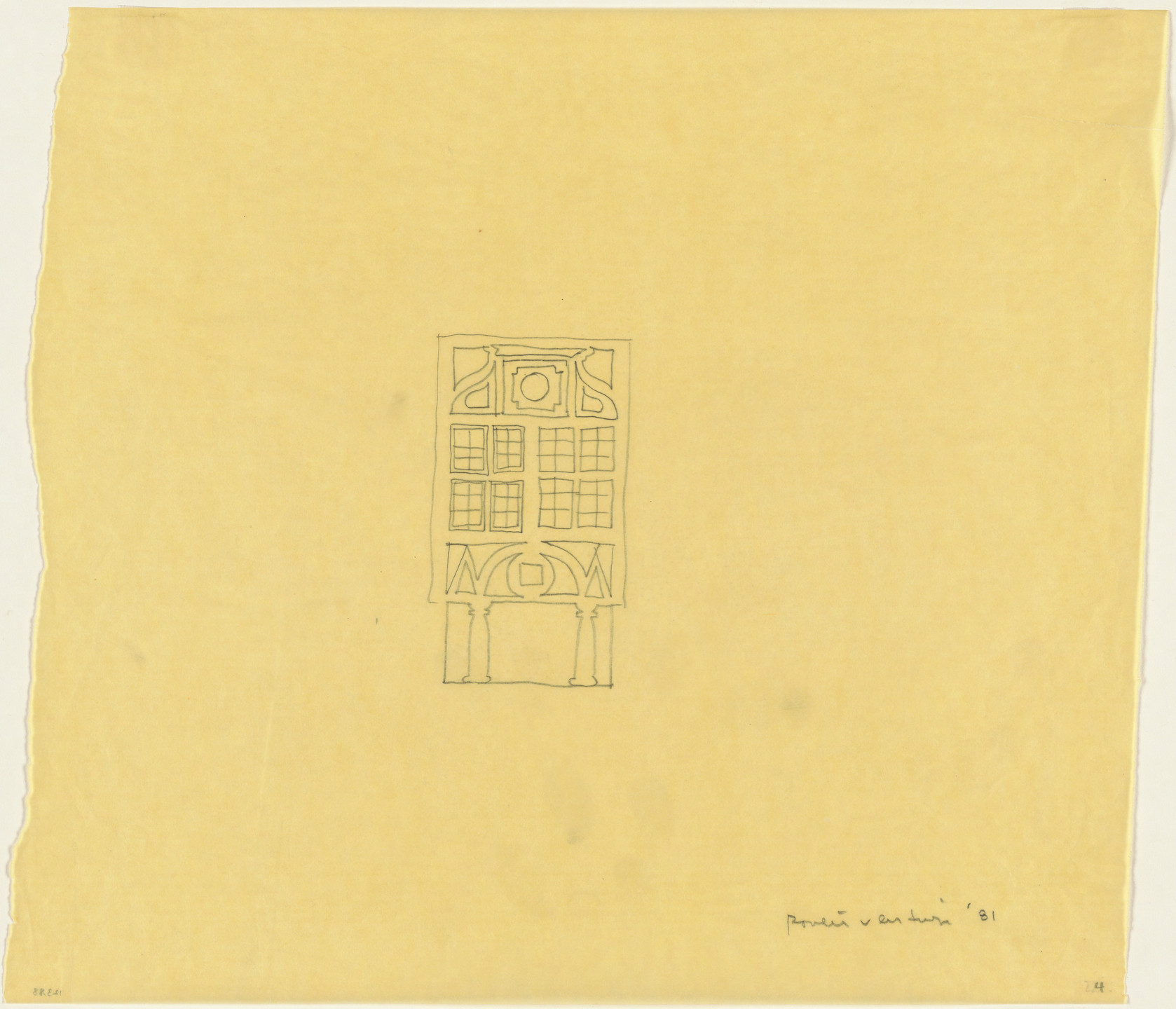 Venturi, Rauch and Scott Brown, Robert Venturi, John Rauch, Denise Scott Brown. Gordon Wu Hall, Princeton University, Princeton, New Jersey, Preliminary study of entrance and elevation. 1981