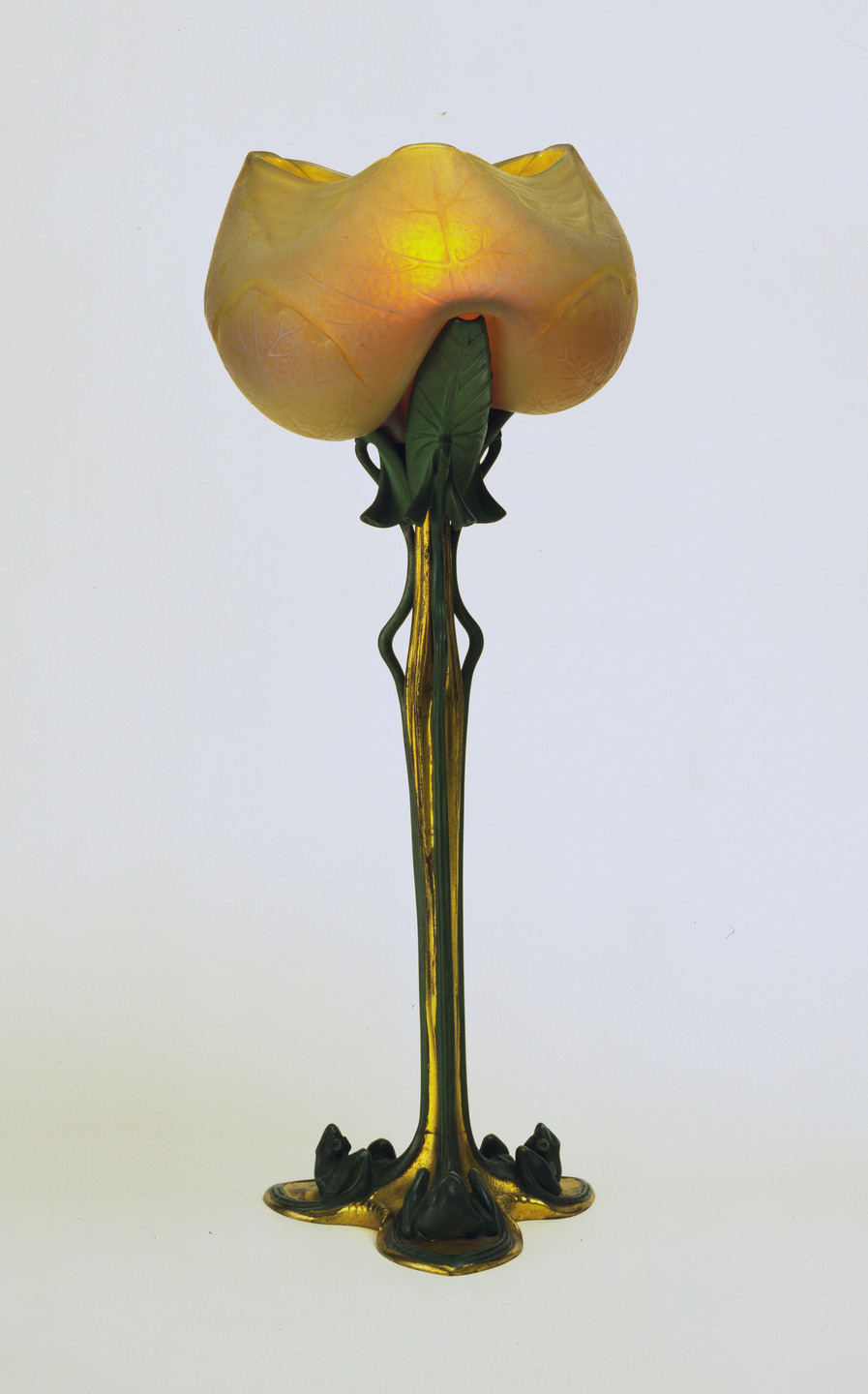 Louis Majorelle, Daum Frères, Nancy, France. "Nénuphar" table lamp. c. 1900