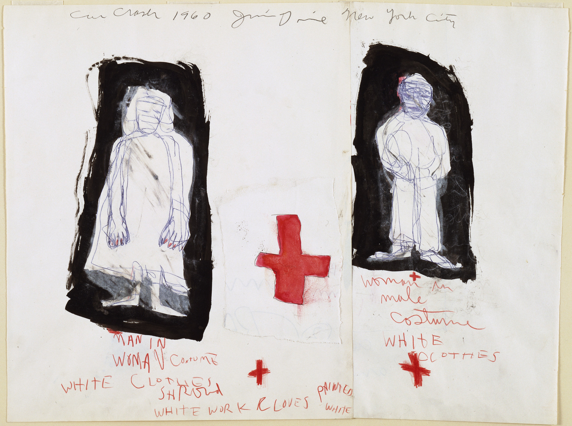 Jim Dine. Study for The Car Crash: Man in Woman&#39;s Costume and Woman in Man&#39;s Costume. 1960