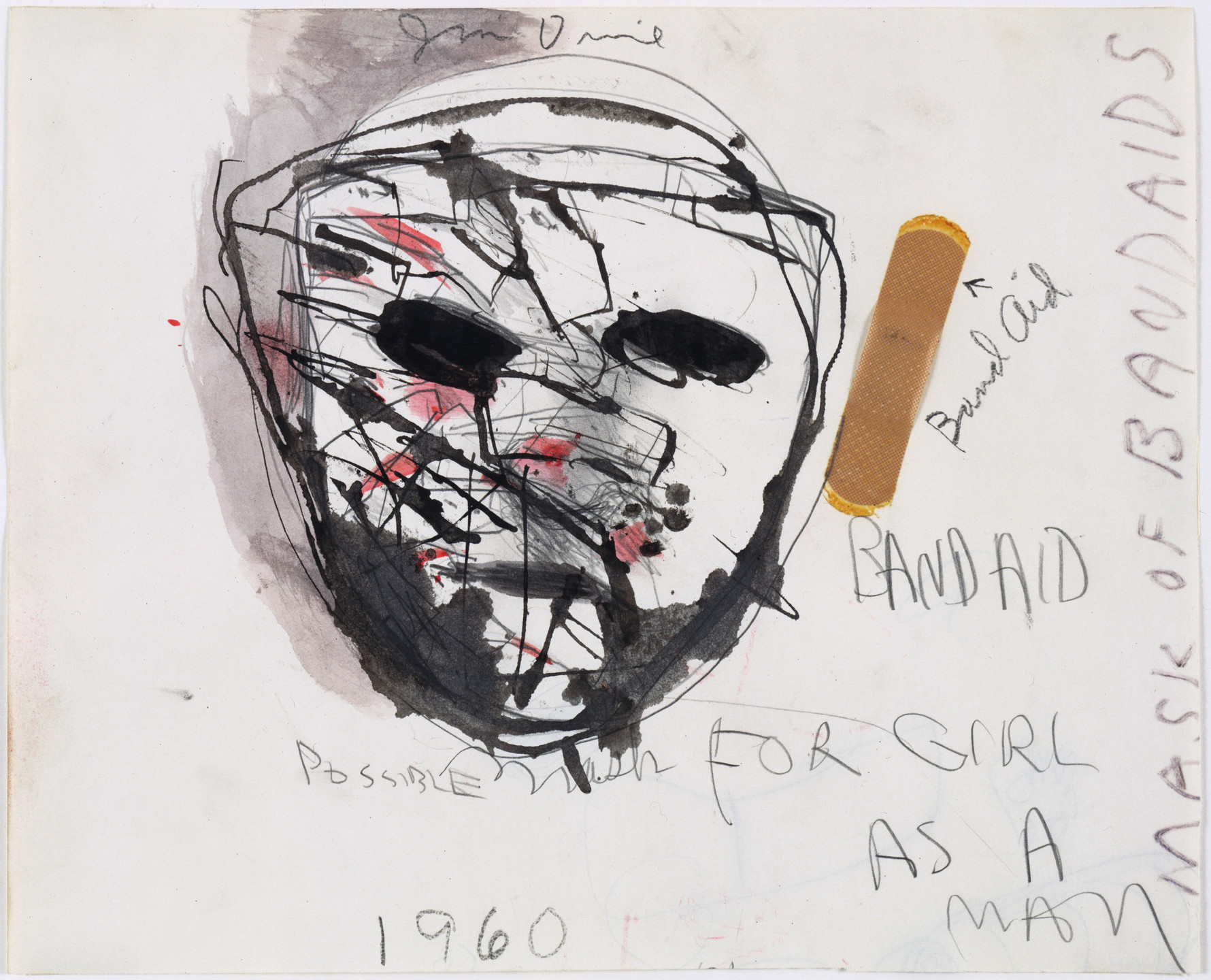 Jim Dine. Study for The Car Crash: Band Aid, Possible Mask for Girl as a Man. 1960