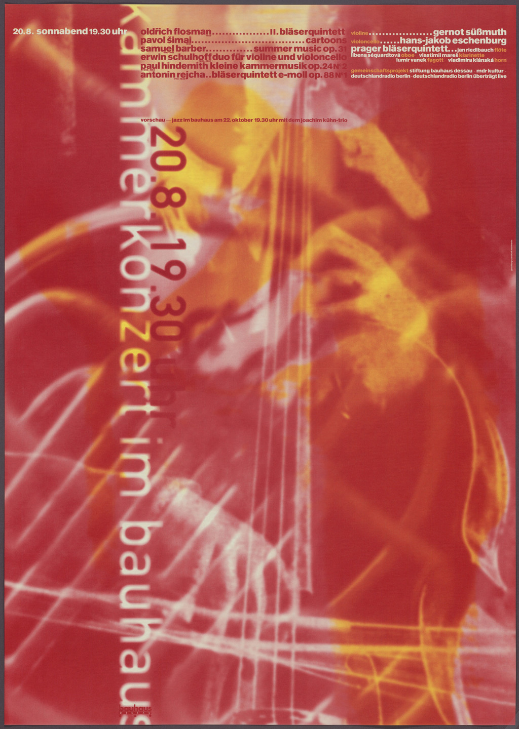 Cyan, Sophie Alex, Wilhelm Ebentreich, Detlef Fiedler, Daniela Haufe, Siegfried Jablonsky. Kammerkonzert im Bauhaus Dessau. 1994