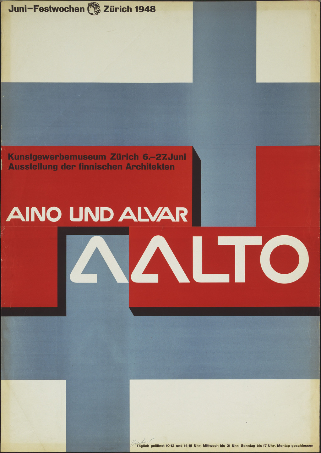 Rudolf Bircher. Aino und Alvar Aalto (Poster for an exhibition at the Kunstgewerbemuseum, Zürich). 1948
