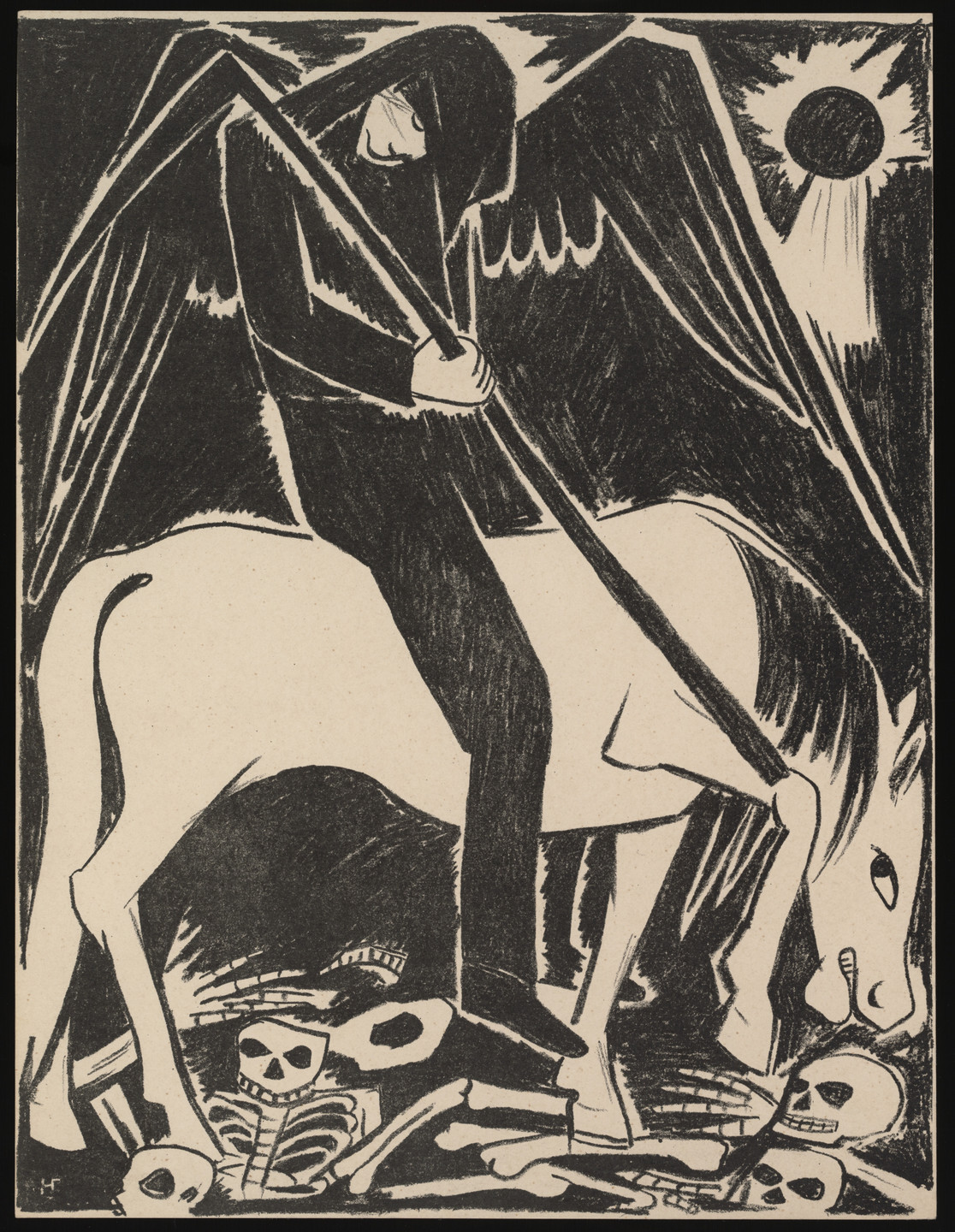 Natalia Goncharova. Kon&#39; Bled (The Pale Horse) from Misticheskie obrazy voiny. 14 litografii (Mystical Images of War: Fourteen Lithographs). 1914
