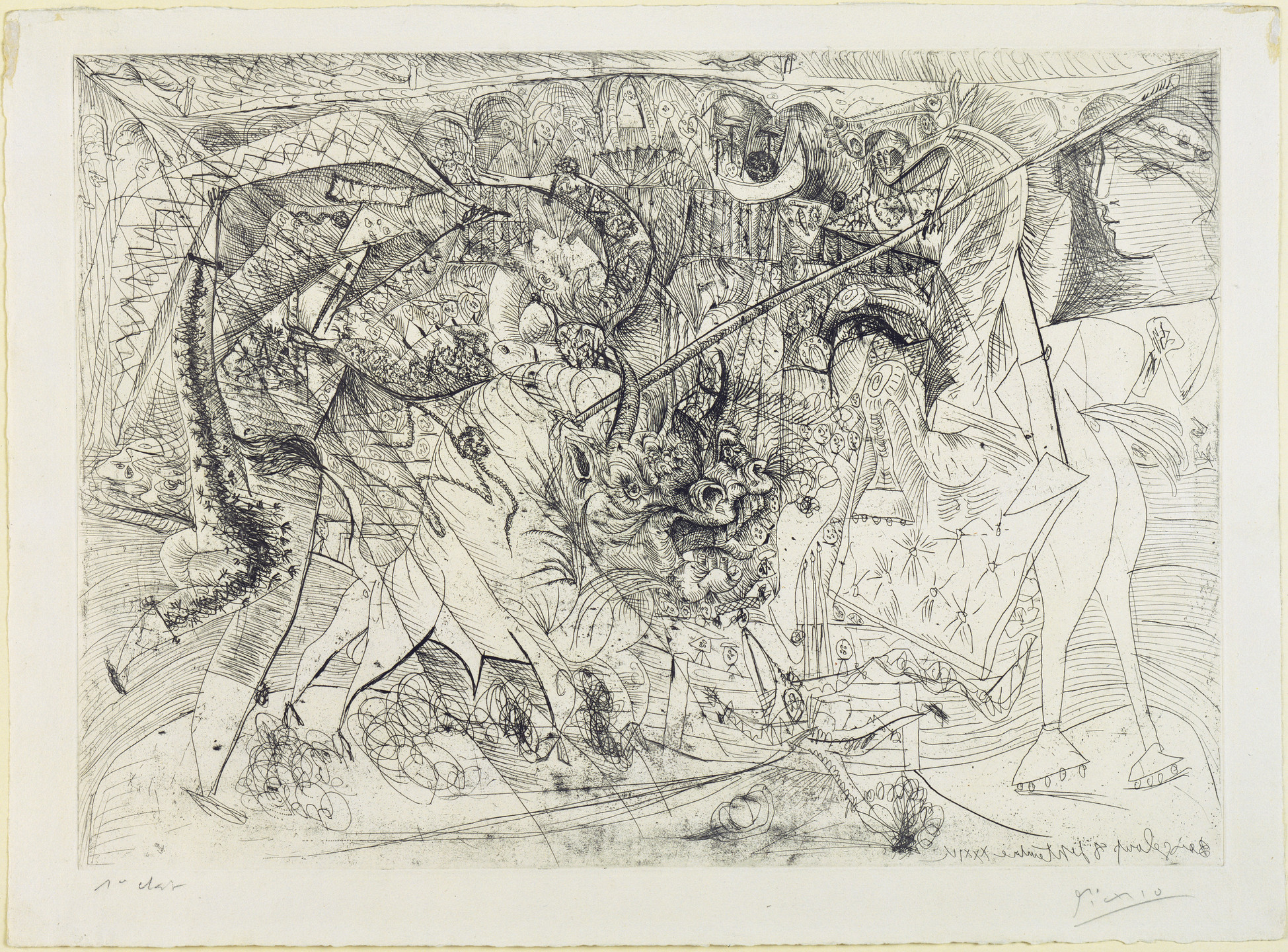 Pablo Picasso. The Large Bullfight, with Female Bullfighter (La Grande corrida, avec femme torero). 1934, published 1939