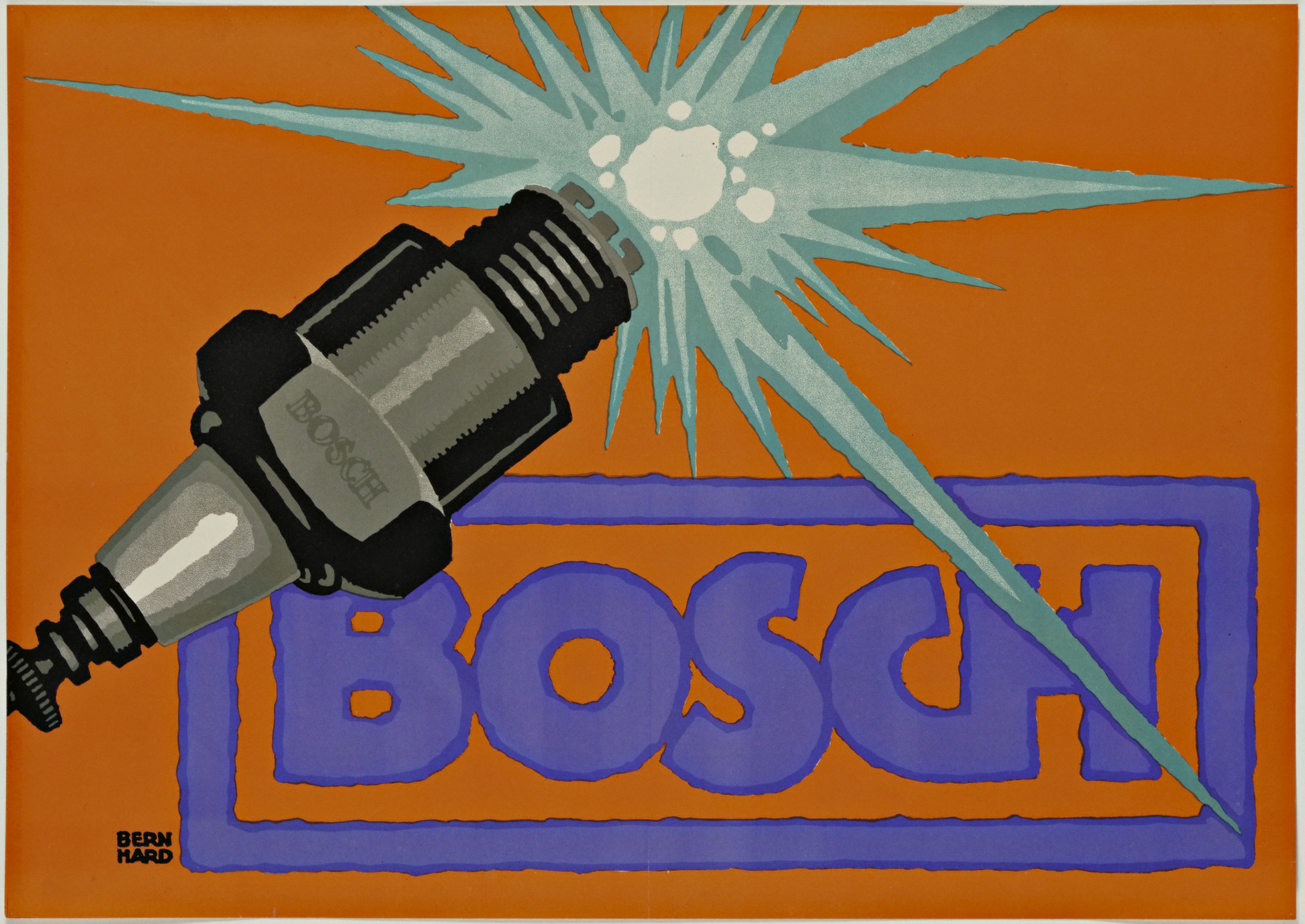 Lucian Bernhard. Poster for Bosch spark plugs. 1914