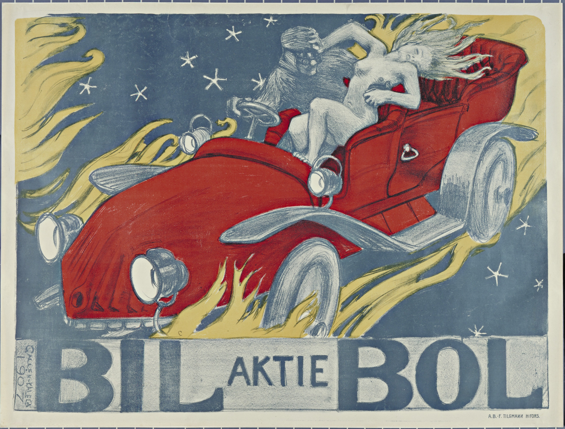 Akseli Gallen-Kallela. Poster for Bil Aktiebolaget (Car Company Inc.). 1907