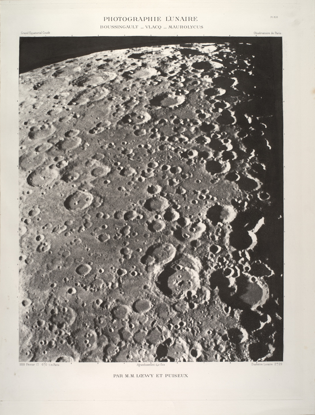 Maurice Loewy, Pierre Henri Puiseux. The Moon (Boussingault, Vlacq, Maurolycus) from Atlas Photographique de la lune. (1903). 1899