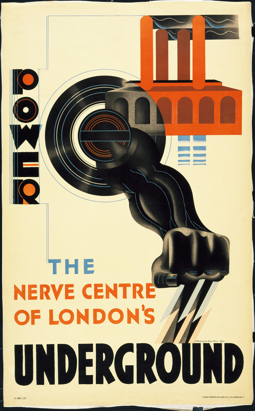 E. McKnight Kauffer. Power, The Nerve Centre of London&#39;s Underground. 1930