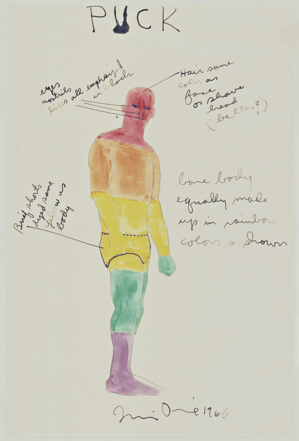 Jim Dine. Puck. Costume design for the play A Midsummer Night&#39;s Dream. 1966
