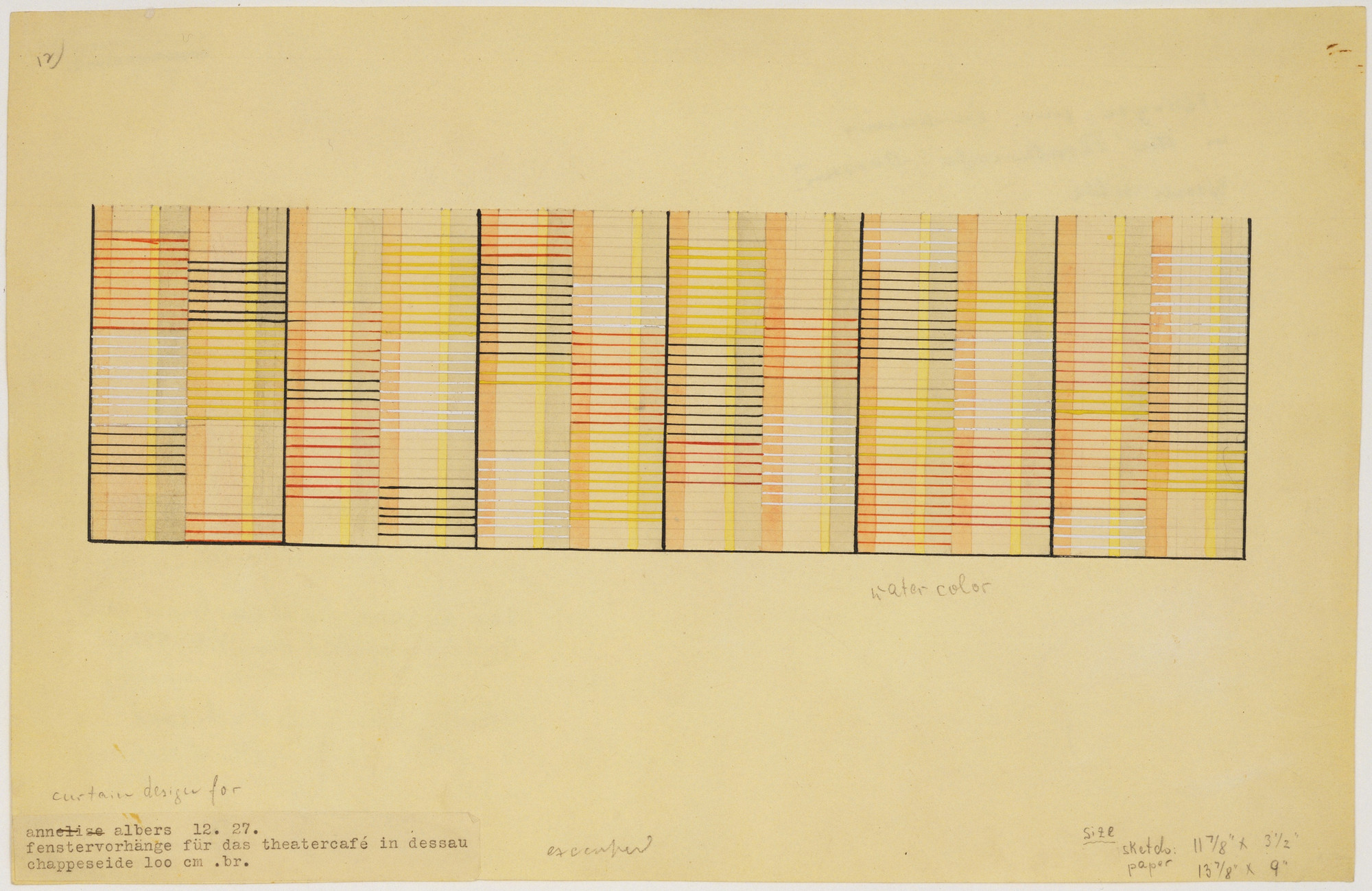 Anni Albers. Design for Window Curtain for Theater Café, Dessau