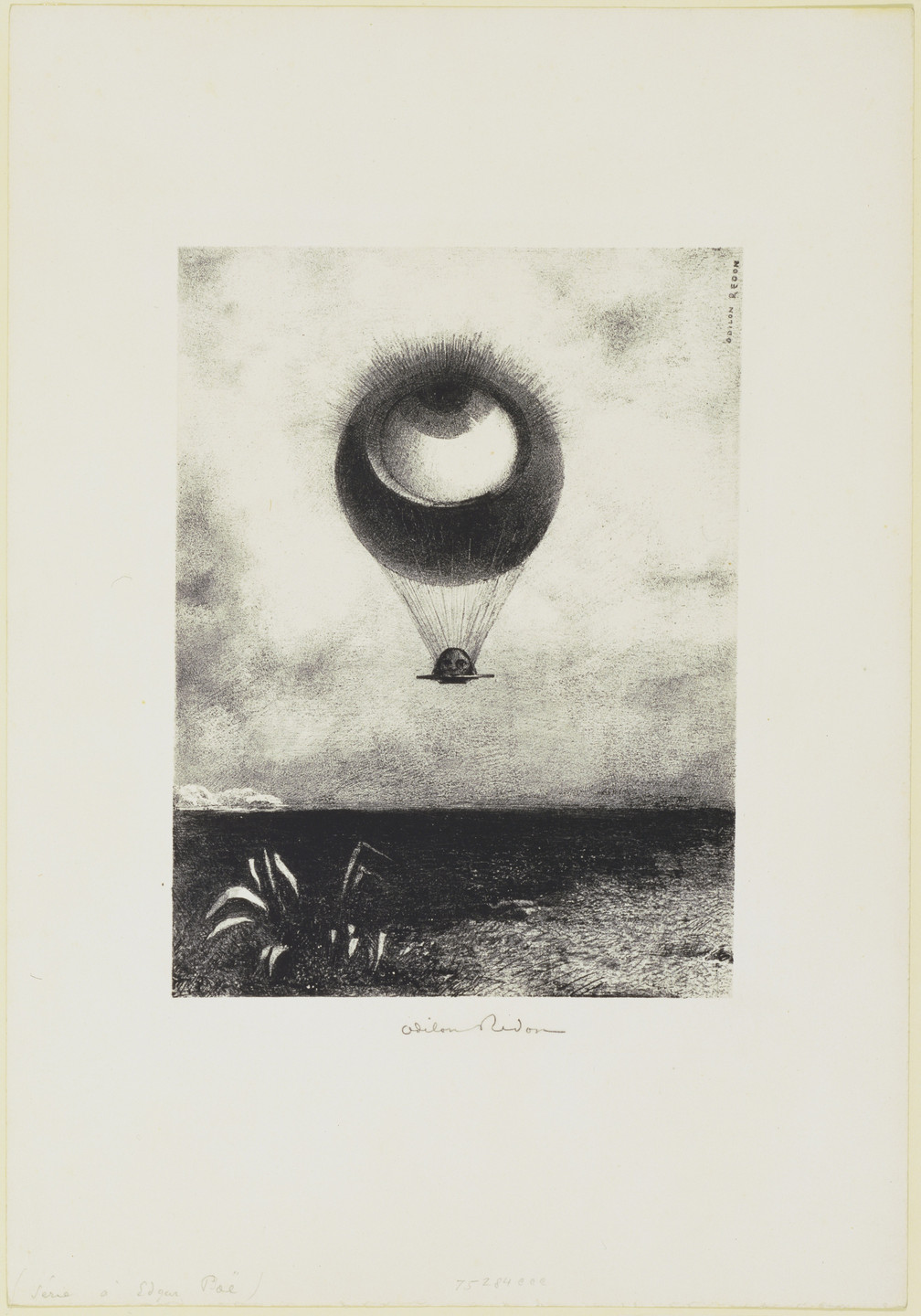 Odilon Redon. The Eye like a Strange Balloon Mounts toward Infinity (L&#39;Œil, comme un ballon bizarre se dirige vers l&#39;infini). 1882