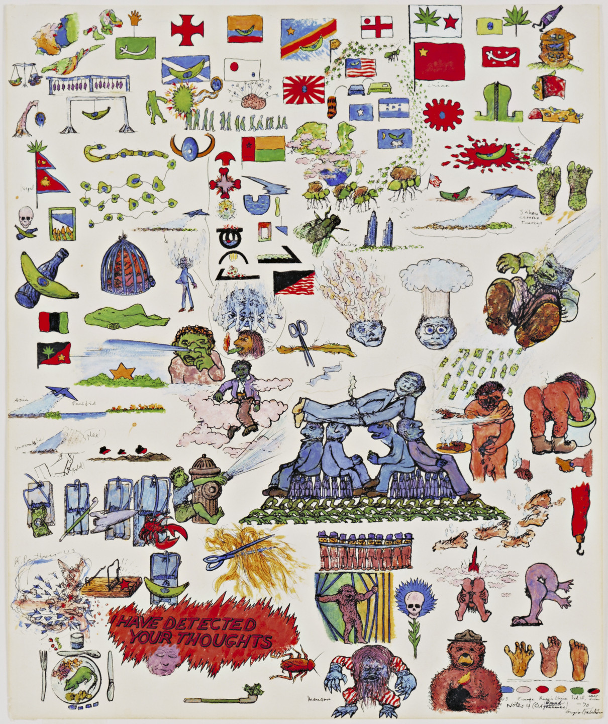 Öyvind Fahlström. Notes 4 (C. I. A. Brand Bananas). 1970