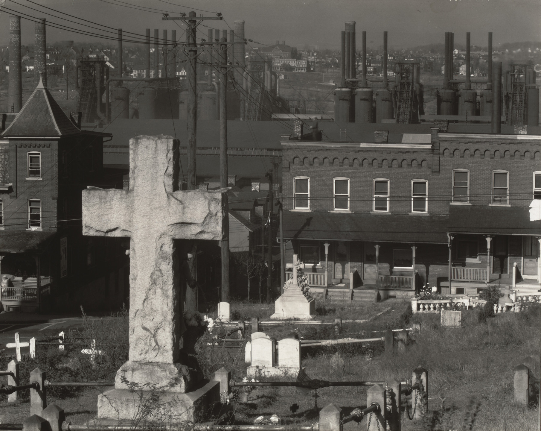 Walker Evans. A Graveyard and Steel Mill in Bethlehem, Pennsylvania. November, 1935
