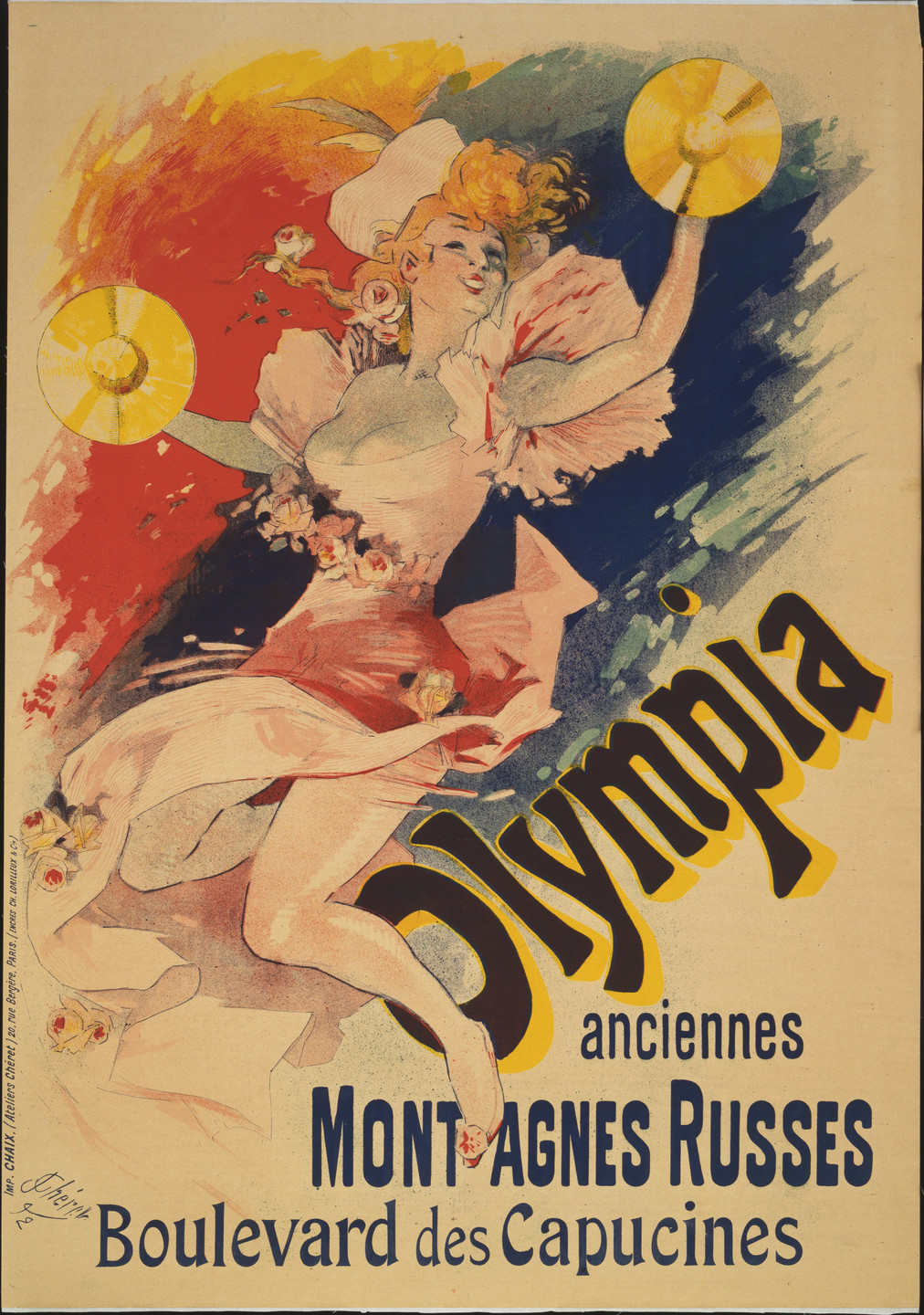 Jules Chéret. Olympia Anciennes, Mont Agnes Russes, Boulevard des Capucines. 1892