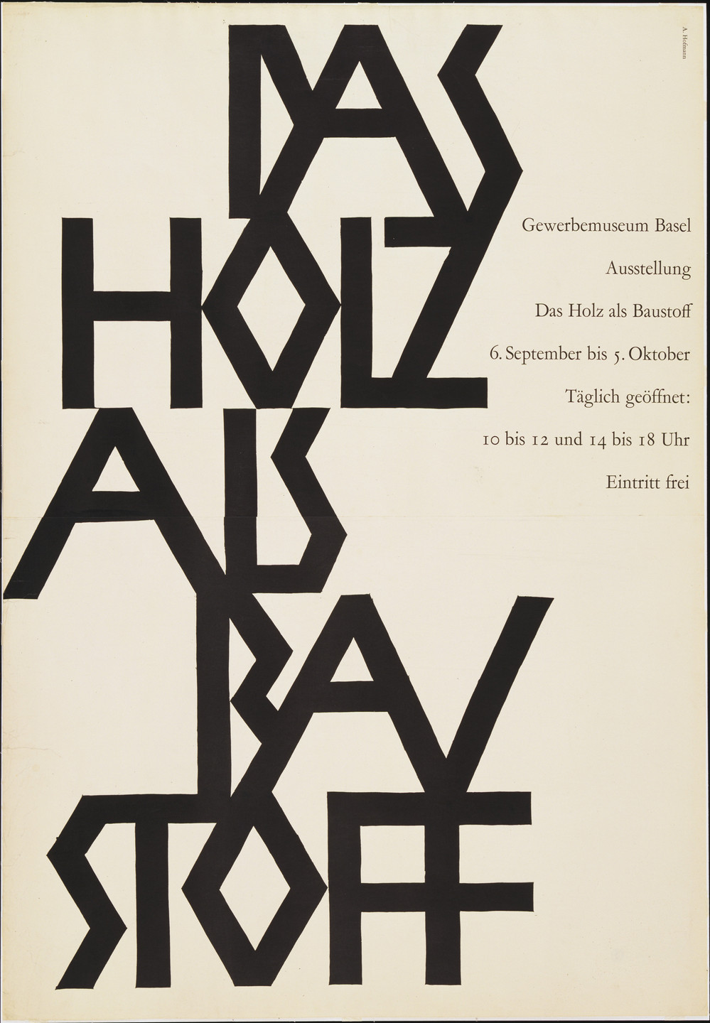 Armin Hofmann. Das Holz als Bau Stoff. 1952