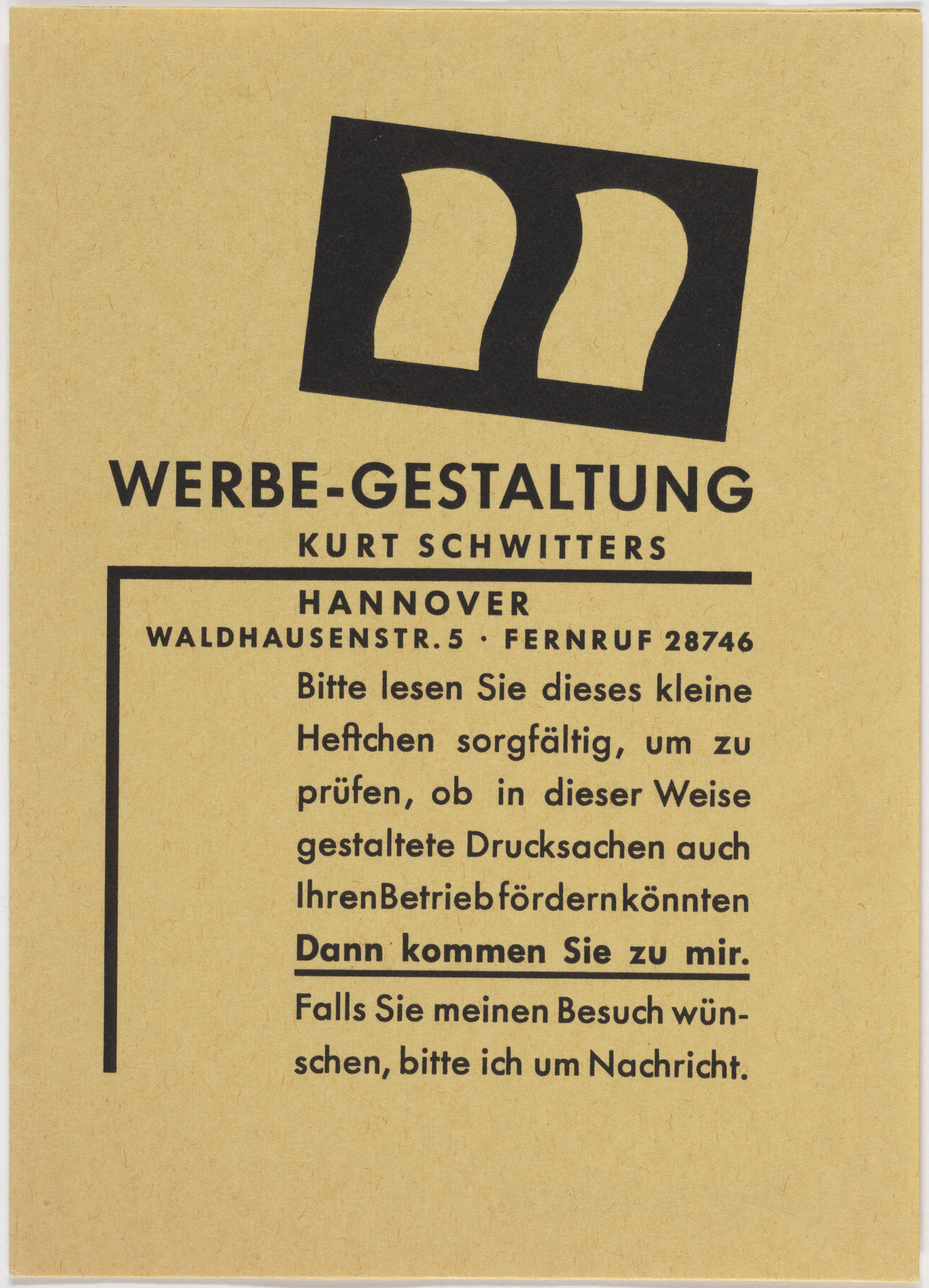 Kurt Schwitters. Die neue Gestaltung in der Typographie, Werbe-Gestaltung
