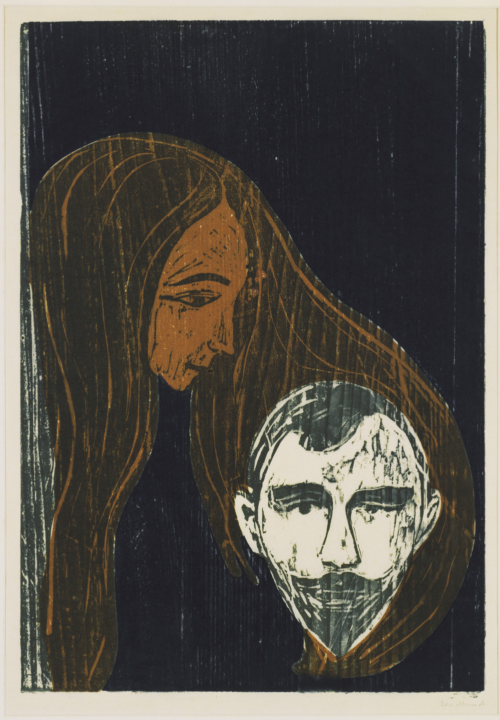Edvard Munch. Man&#39;s Head in Woman&#39;s Hair (Mannshode i Kvinnehår). 1896