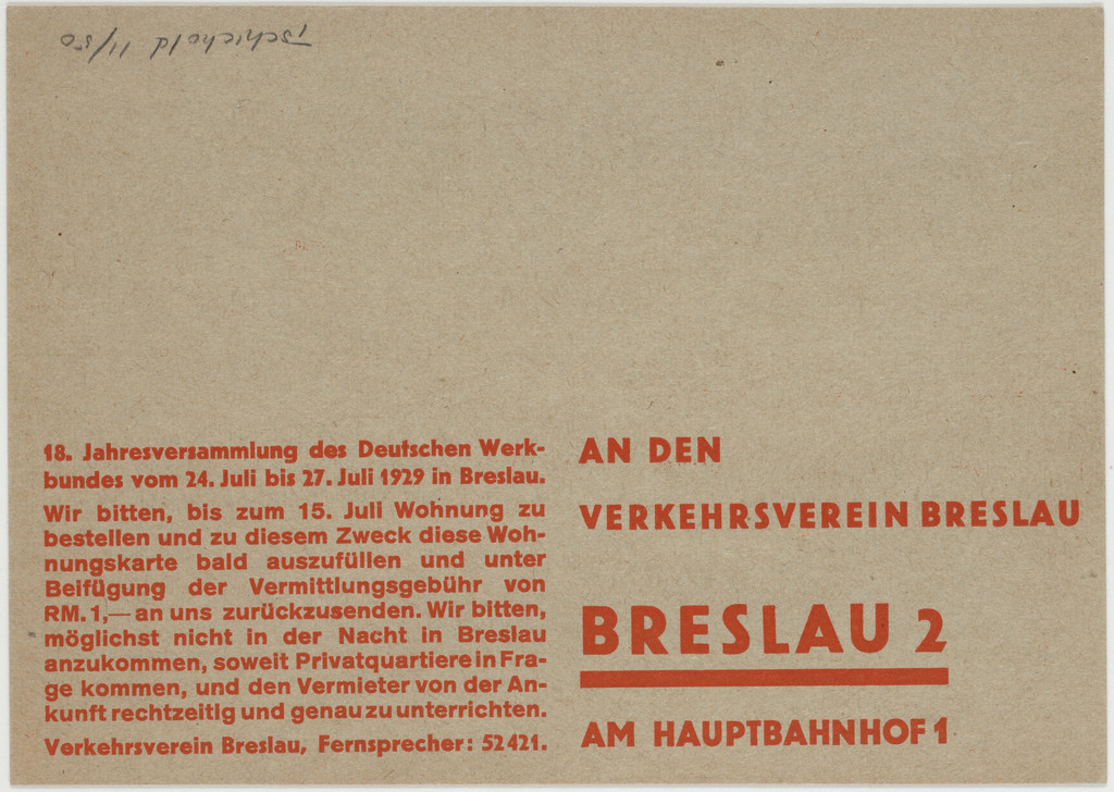 An den Verkehrsverein Breslau by Unknown artist