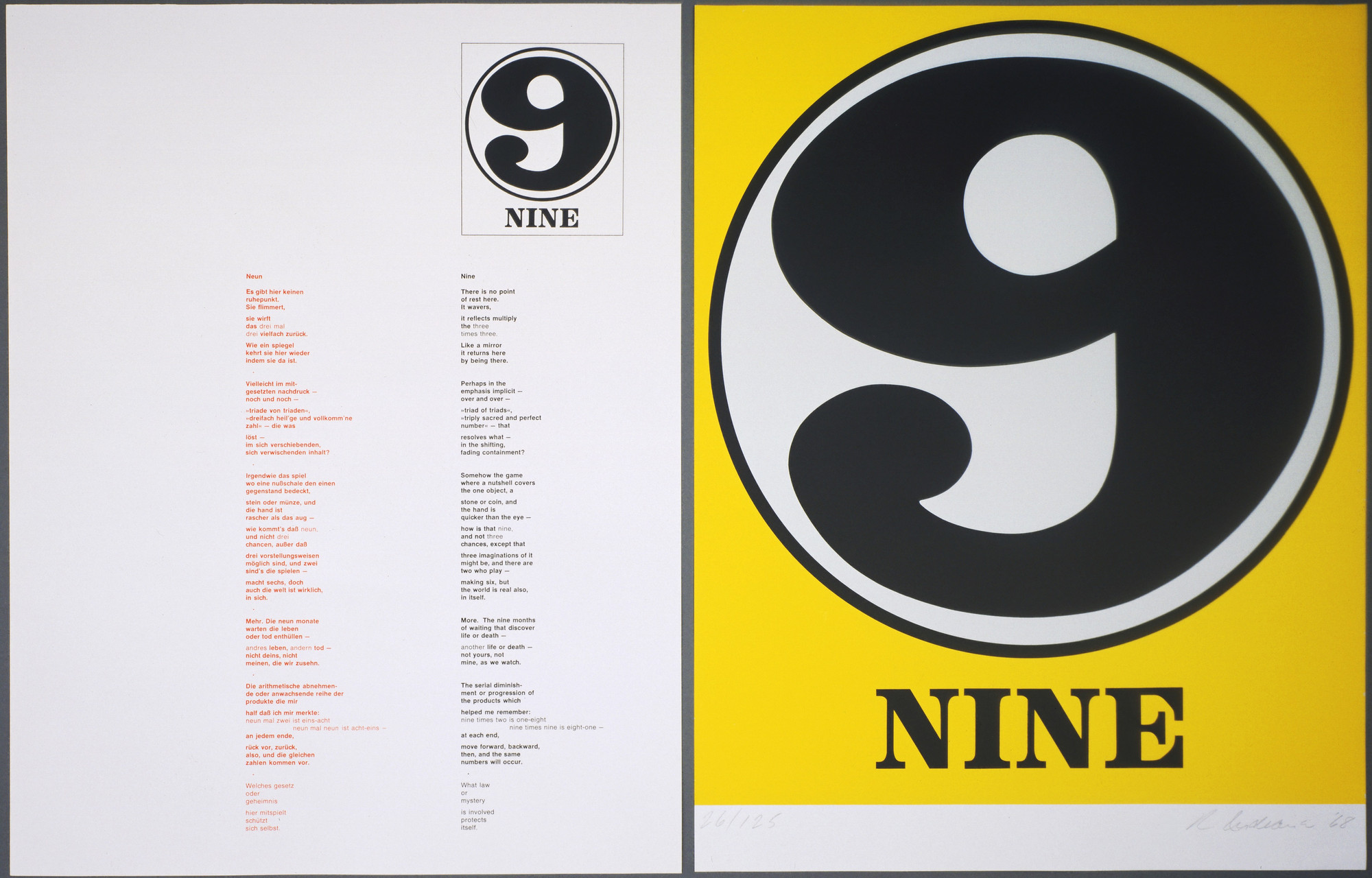 Robert Indiana. Nine (plate, folio 28) from Numbers. 1968