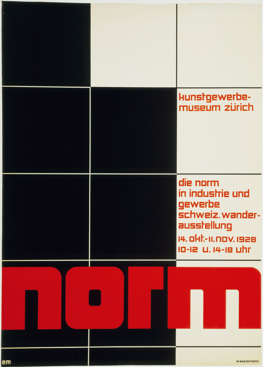 Ernst Mumenthaler, Theo H. Ballmer. Norm (Poster for an exhibition of Swiss industrial design at the Kunstgewerbemuseum Zürich). 1928