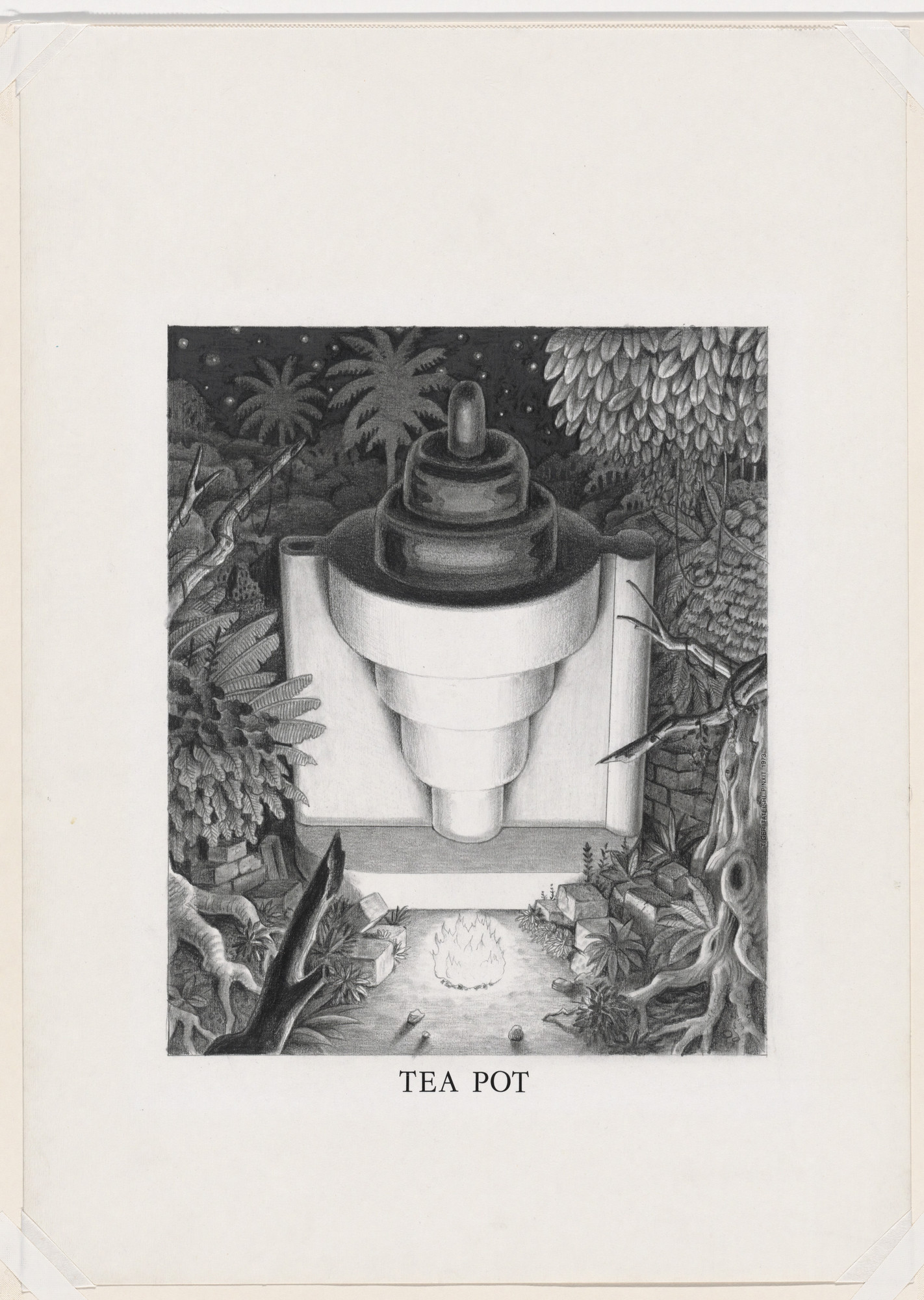 Ettore Sottsass. Study for Tea Pot (in Forest Setting), project (Perspective)
