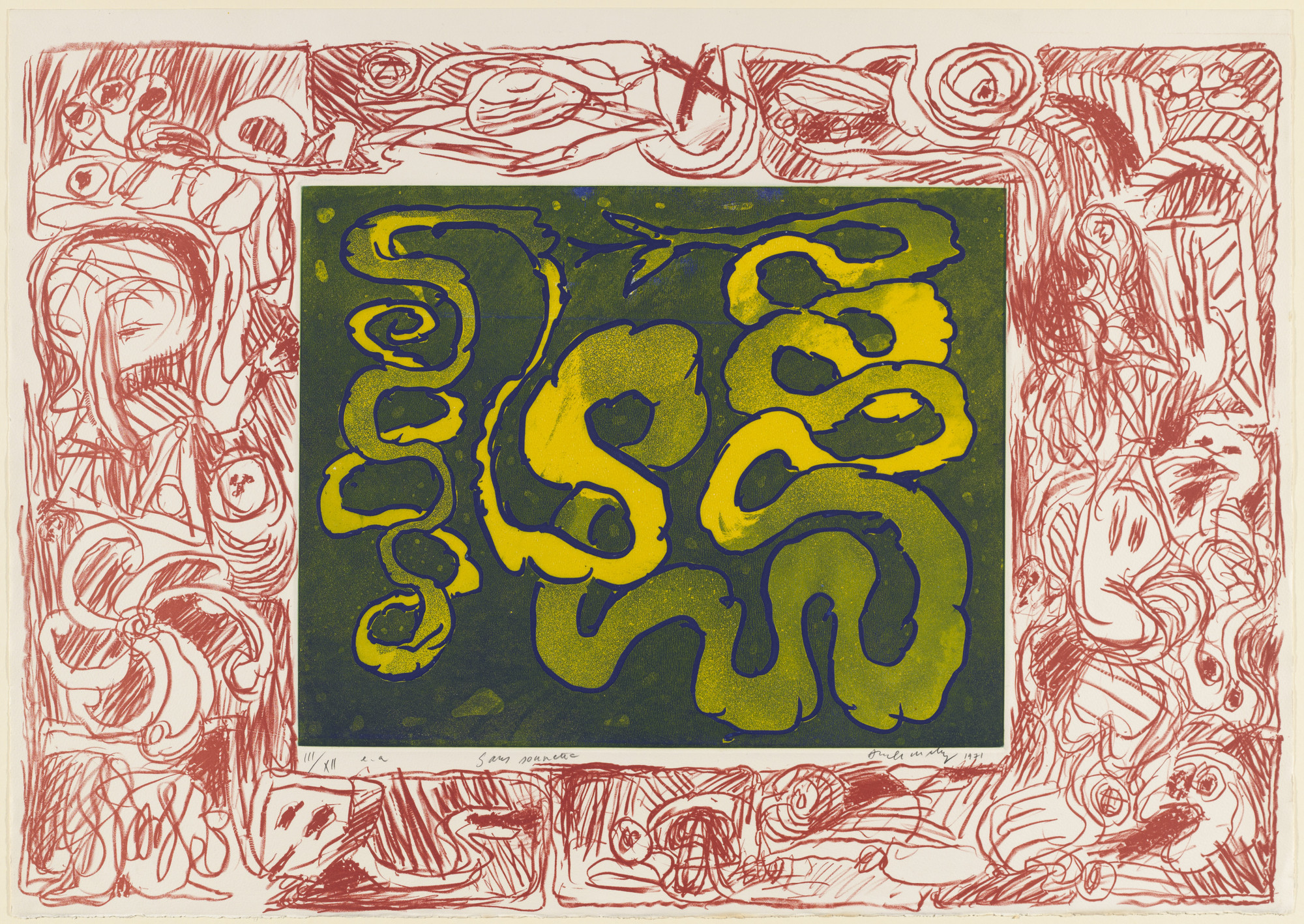 Pierre Alechinsky. Rattle-less Snake. 1971