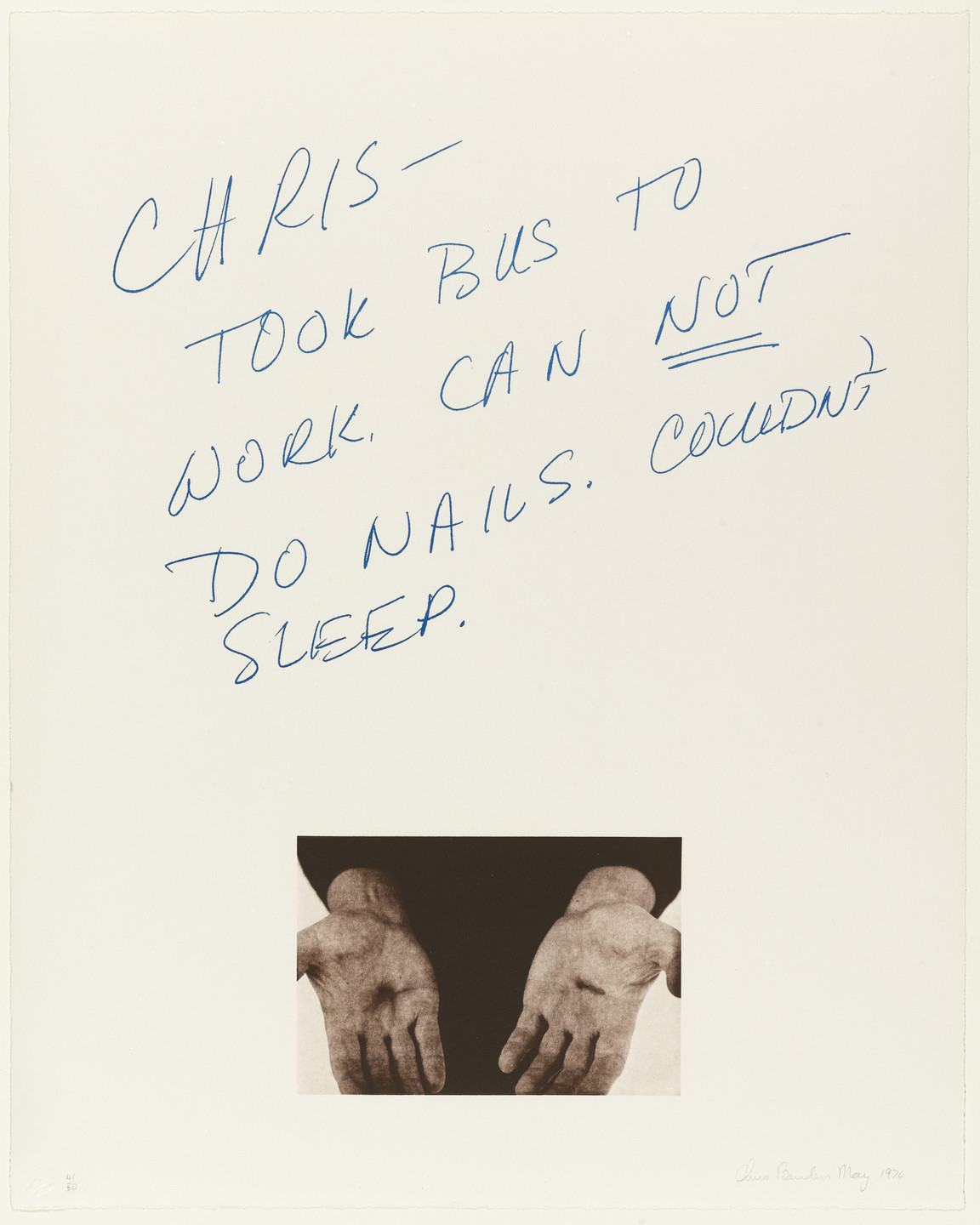 Chris Burden. Untitled. May 1974.