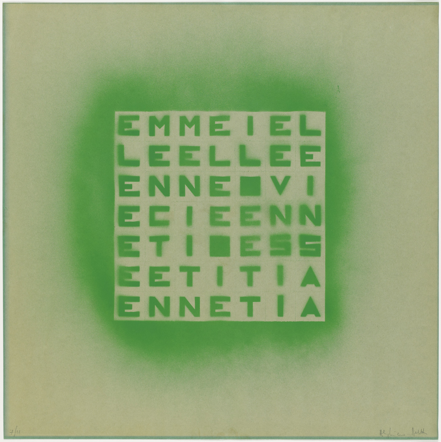 Alighiero Boetti. EMME I ELLE ELLE E...(Green on green). 1970