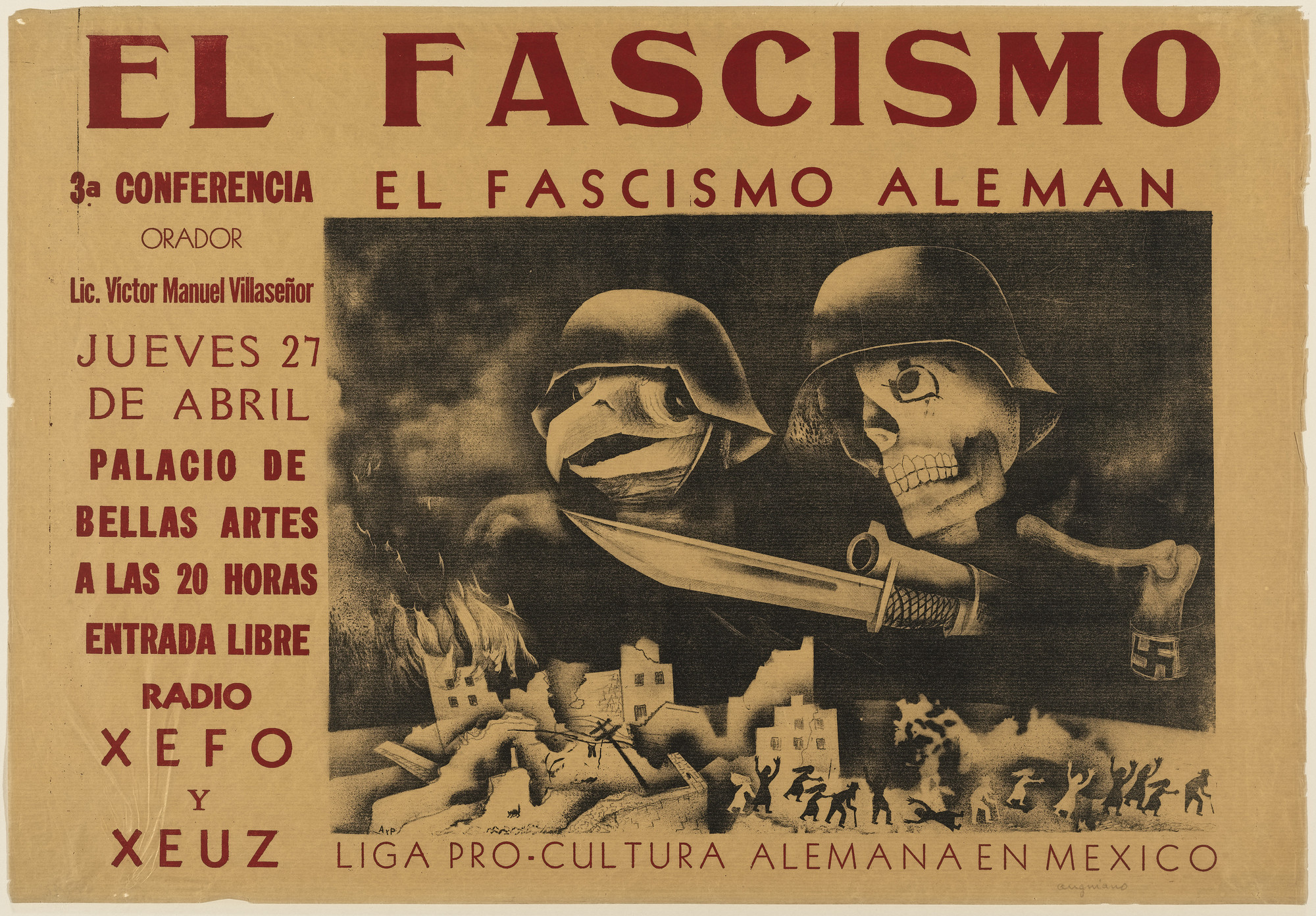 Luis Arenal, Raúl Anguiano. Fascism, 3rd Lecture: German Fascism (El fascismo, 3a conferencia: El Fascismo Aleman). 1939