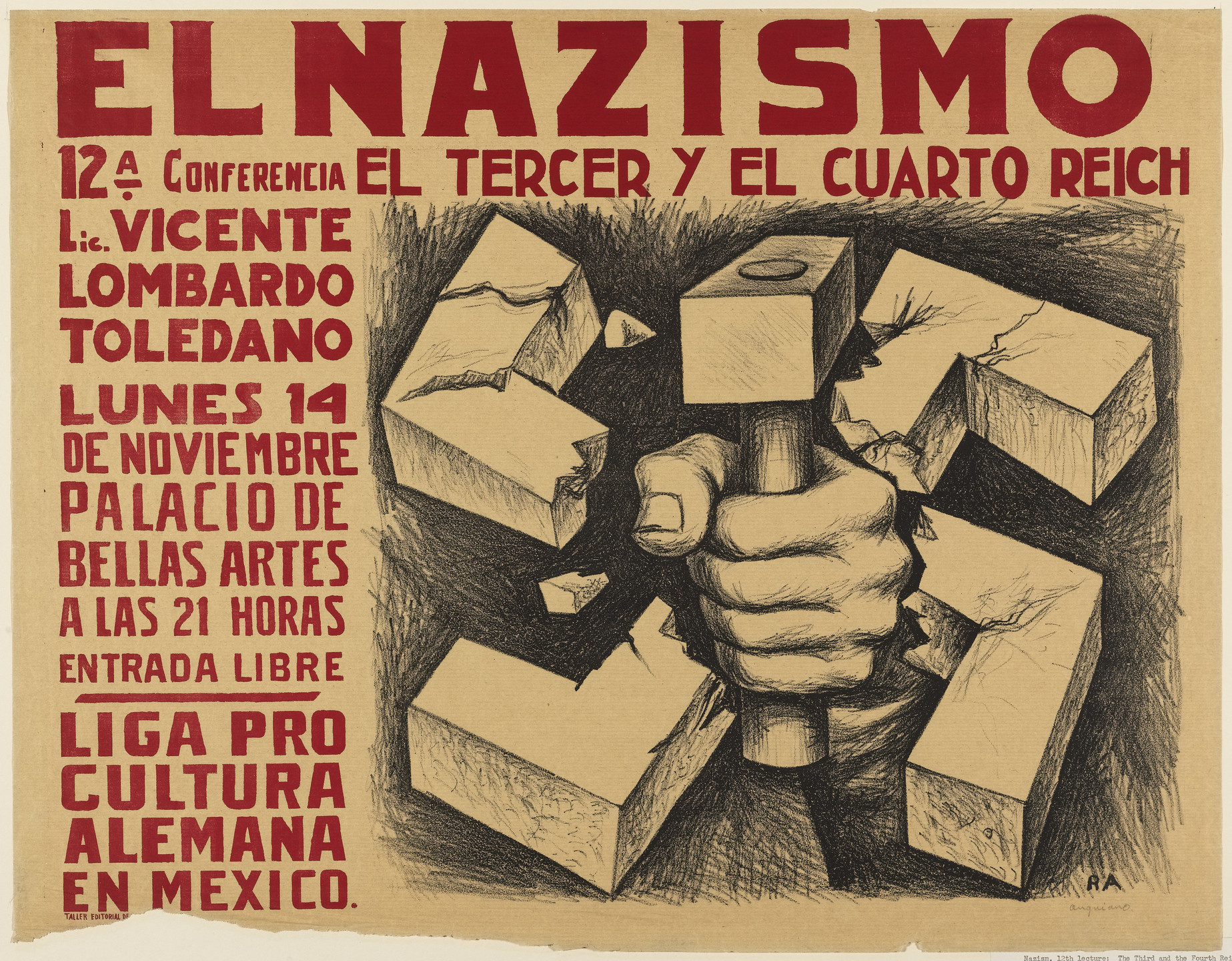 Raúl Anguiano. Nazism, 12th Lecture: The Third and the Fourth Reich (El Nazismo, 12a conferencia: El tercer y el cuarto reich). 1938