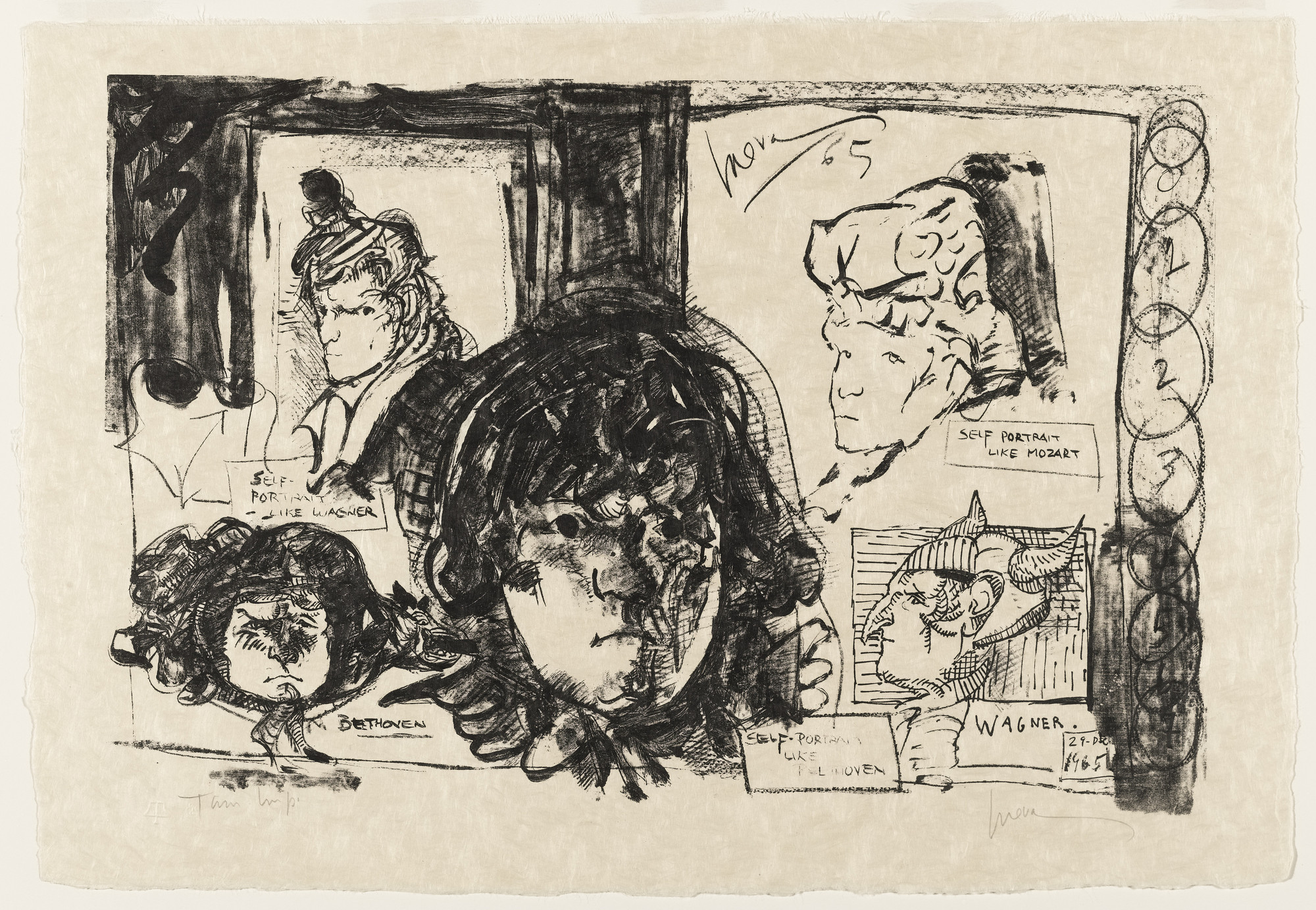José Luis Cuevas. Self-Portrait Like Musicians