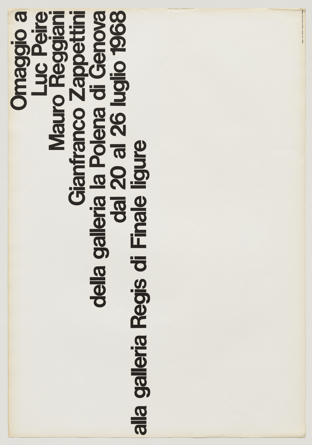 A. G. Fronzoni. Ommagio a Luc Peire, Mauro Reggiani, Gianfranco Zappettini. 1968