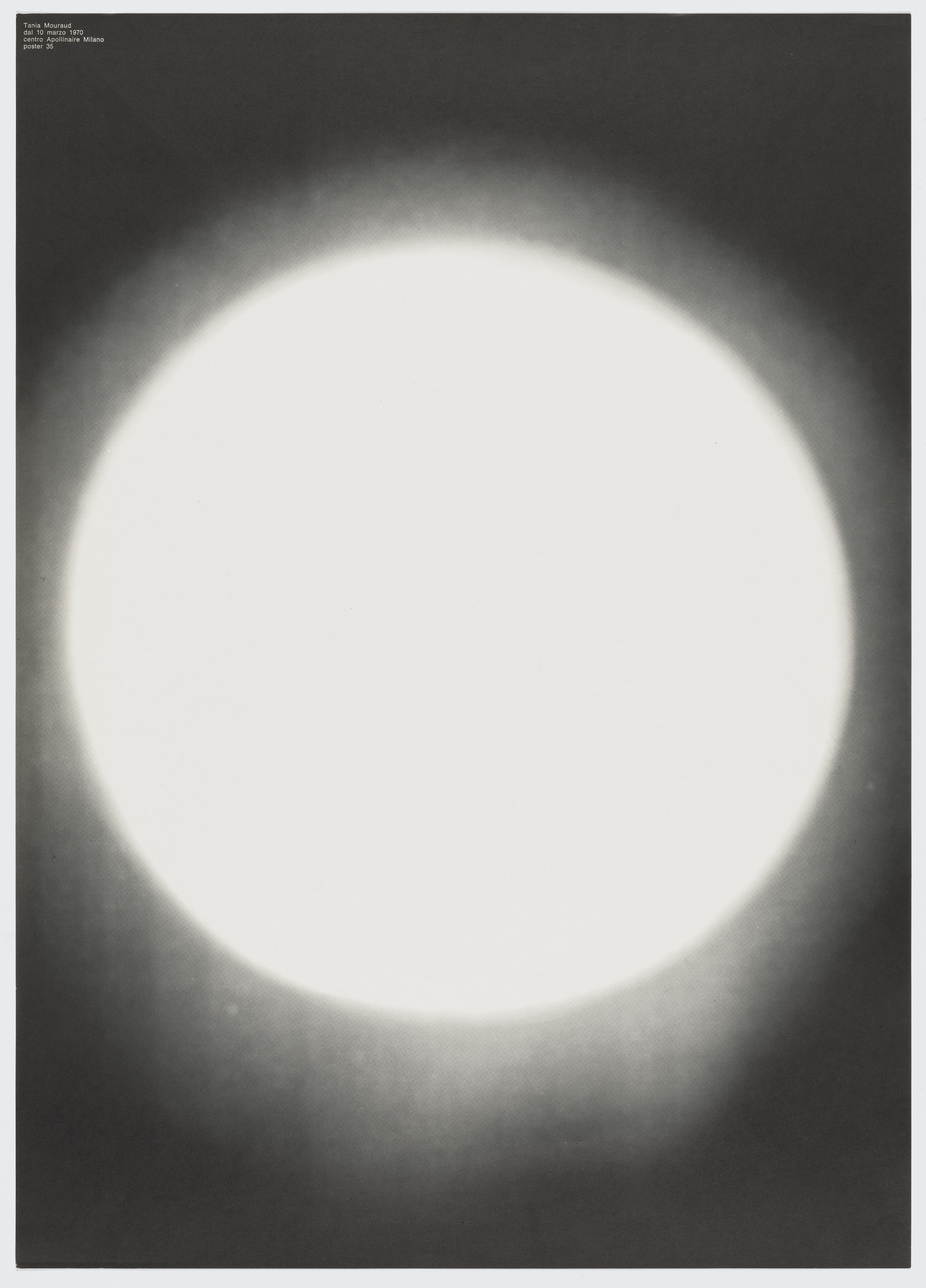 A. G. Fronzoni. Poster for an exhibition of works by Tania Mouraud at Centro Apollinaire, Milan