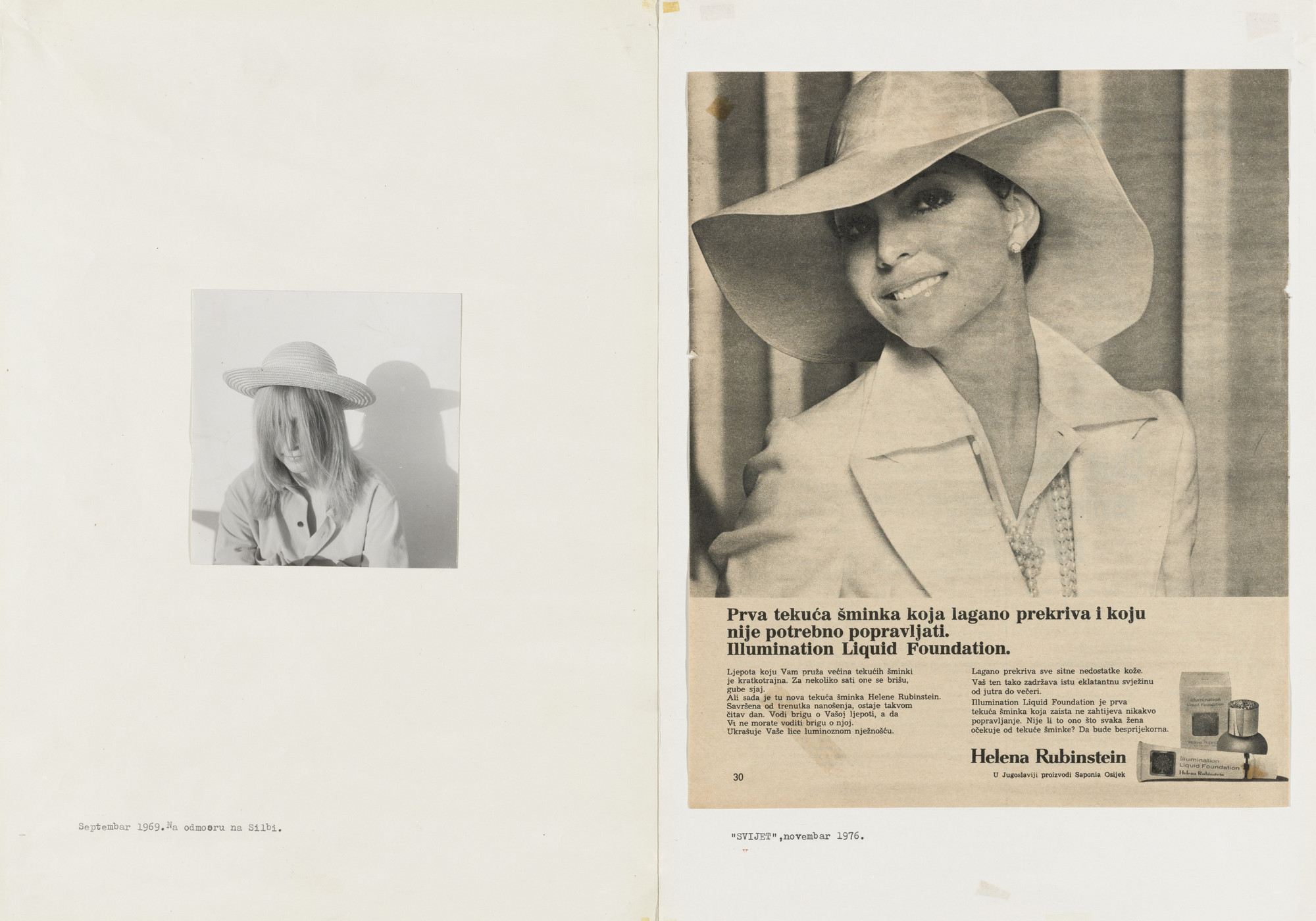 Sanja Iveković. Vacation on the Island of Silba, September 1969 / &#34;Svijet,&#34; November 1976. 1976