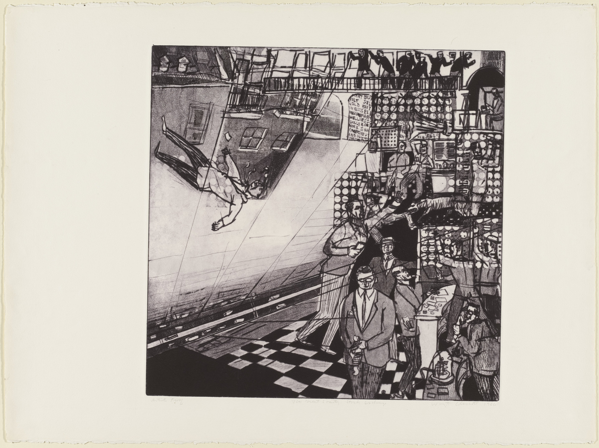 Warrington Colescott. Stock Exchange. 1966