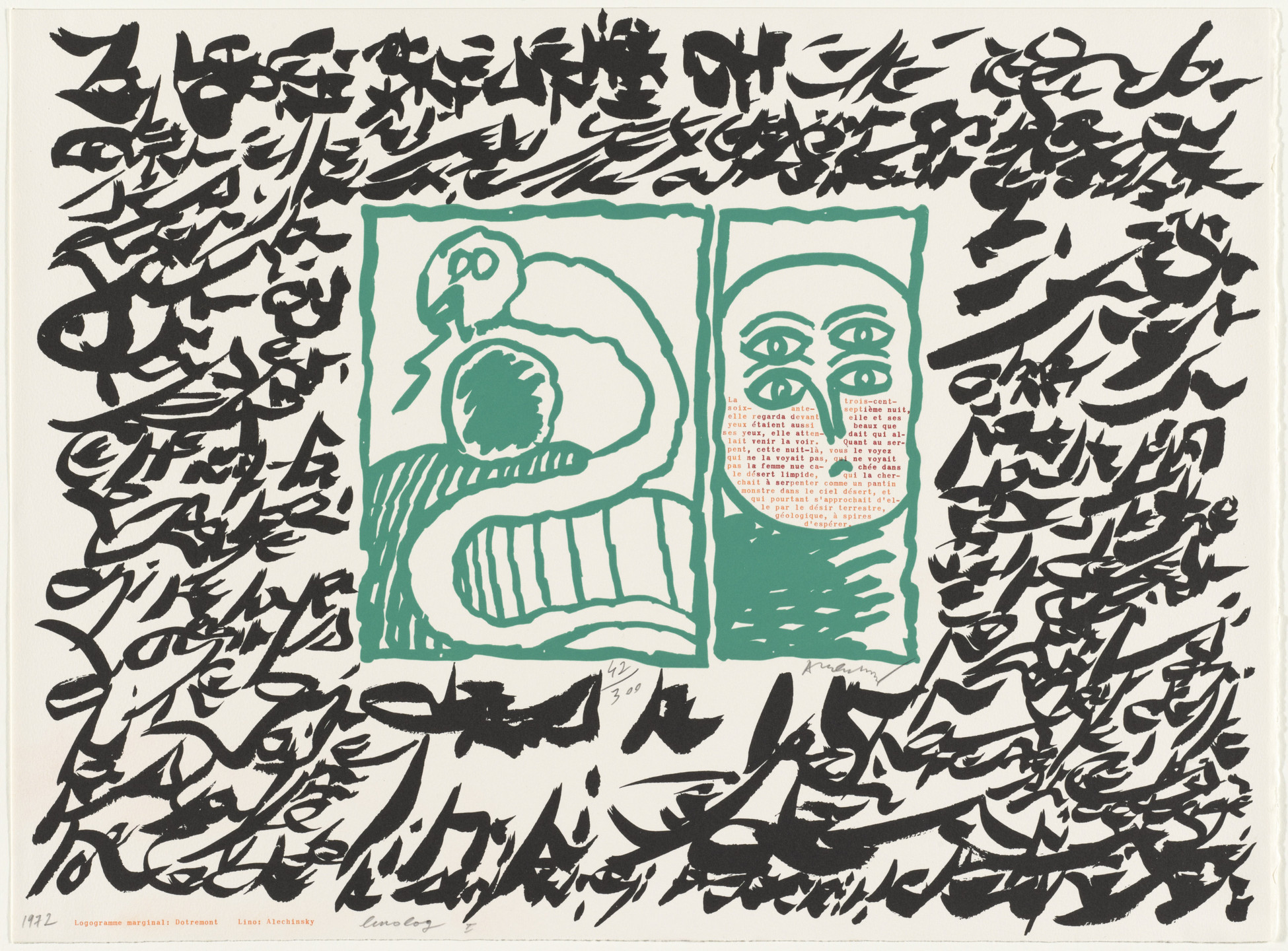 Pierre Alechinsky, Christian Dotremont. Linolog II. 1972