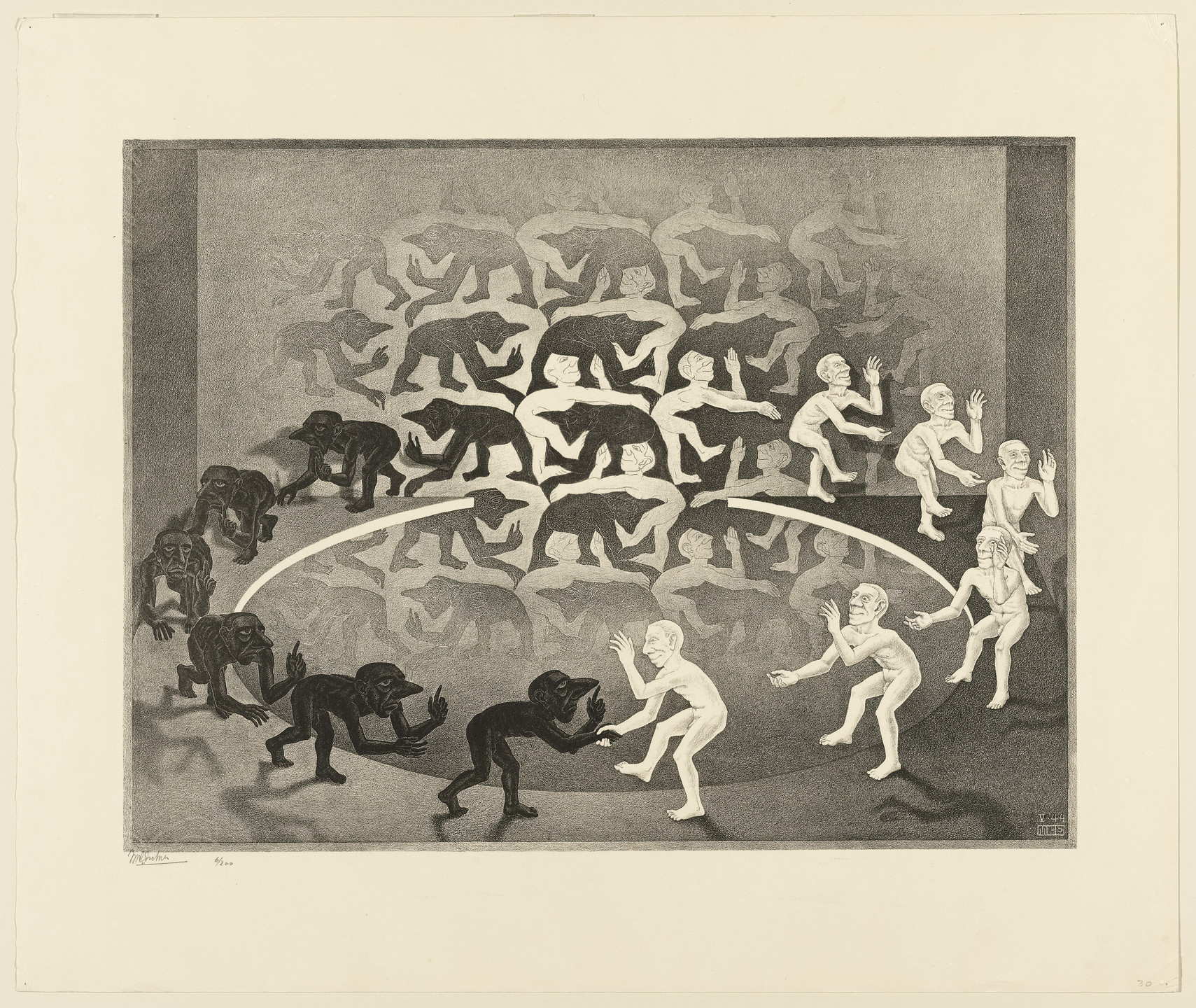 M. C. Escher. Encounter. 1944