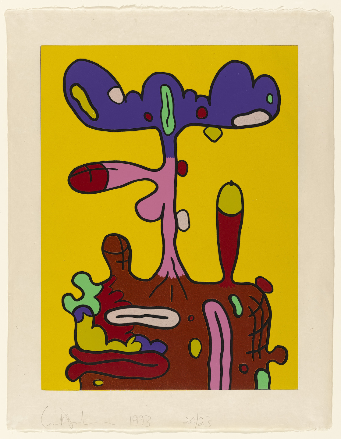Carroll Dunham. Nine Color Reduction Print. 1993