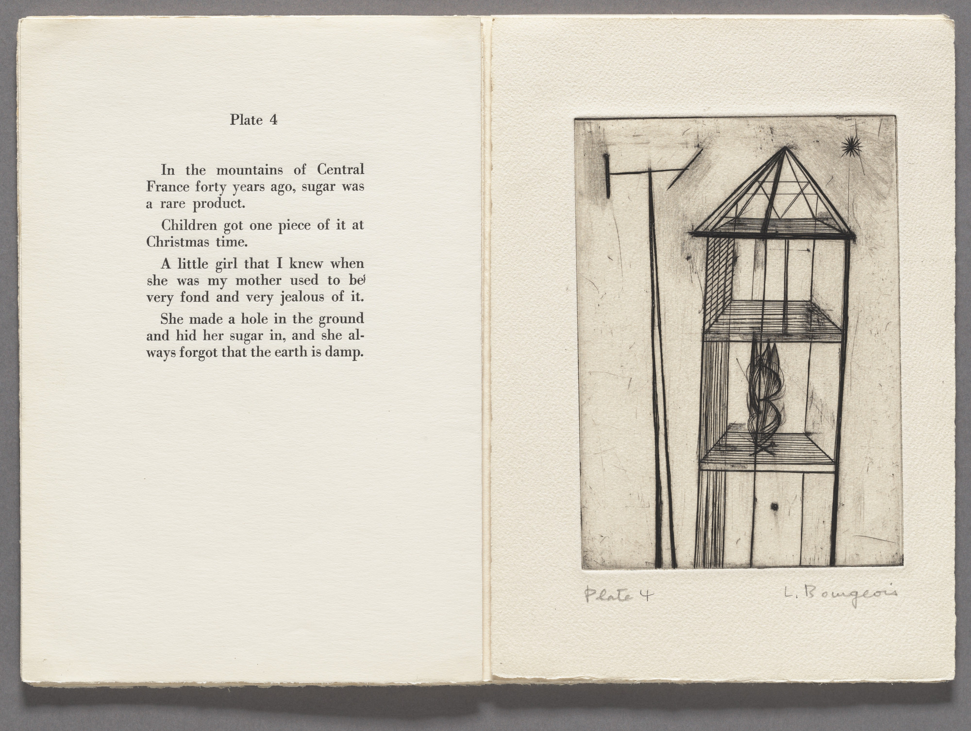 Louise Bourgeois. Plate 4 of 9, from the illustrated book, He Disappeared into Complete Silence , first edition (Example 1)