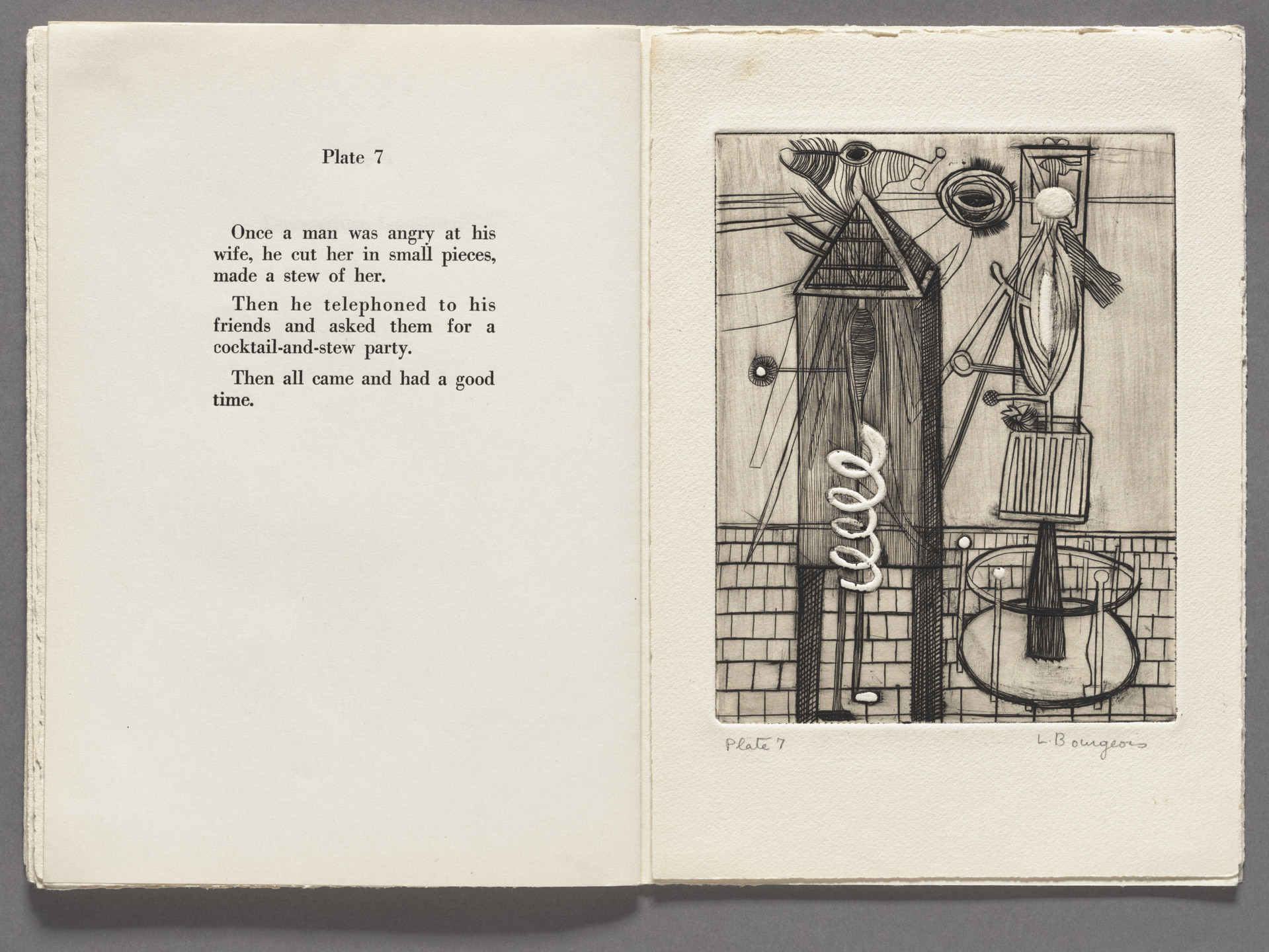 Louise Bourgeois. Plate 7 of 9, from the illustrated book, He Disappeared into Complete Silence, first edition (Example 1). 1947