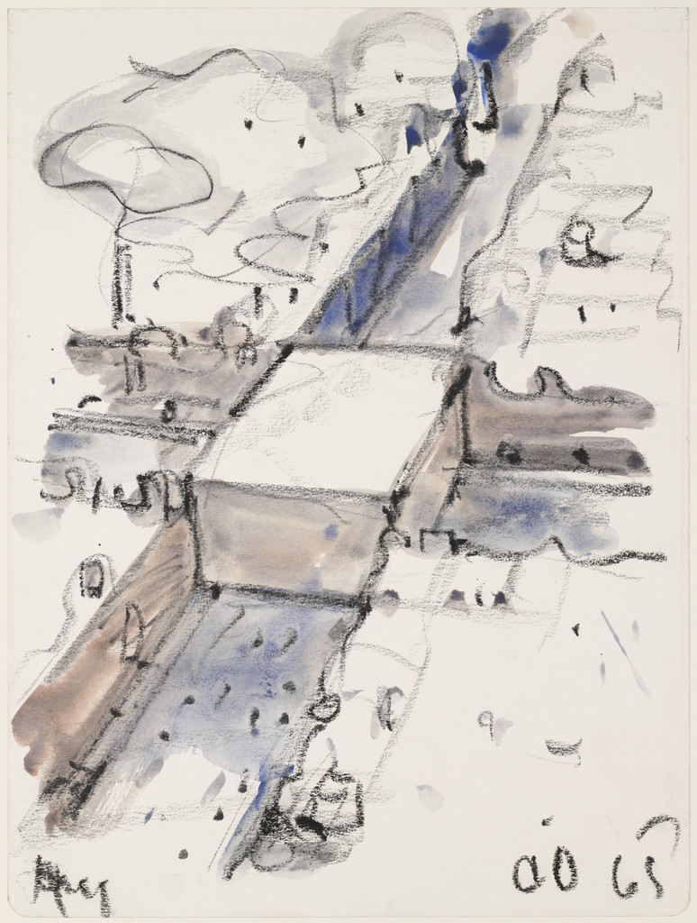 Proposed Monument for the Intersection of Canal Street and Broadway, N.Y.C. -- Block of Concrete with the Names of War Heroes, Claes Oldenburg, 1965